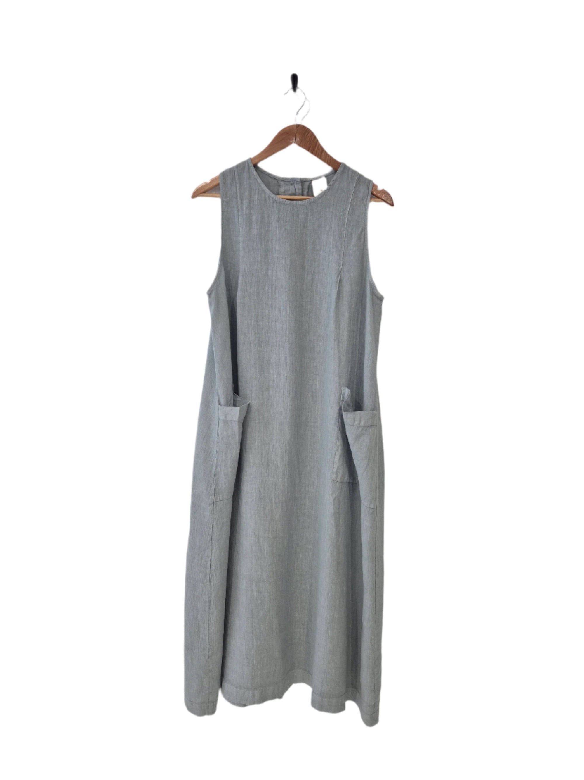 Montaigne Remy Linen Dress with Deep Front Pockets Silver