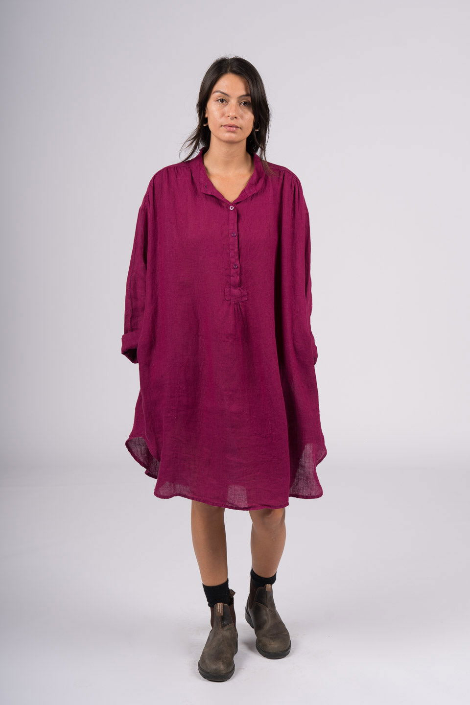 Montaigne Riviera Long Sleeve Linen Shirt Orchid