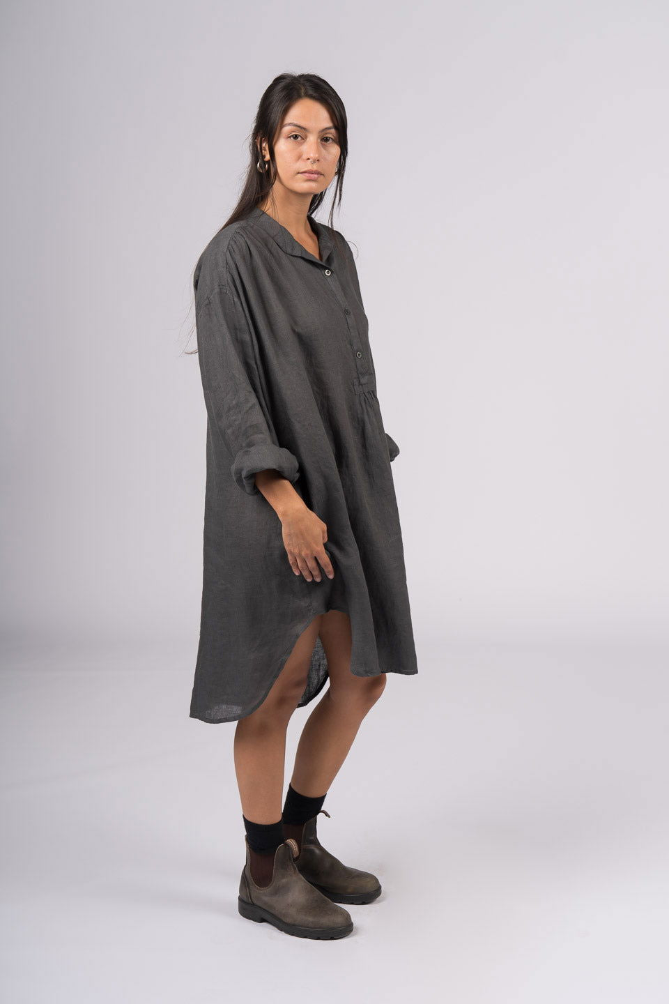 Montaigne Riviera Long Sleeve Linen Shirt Petrol