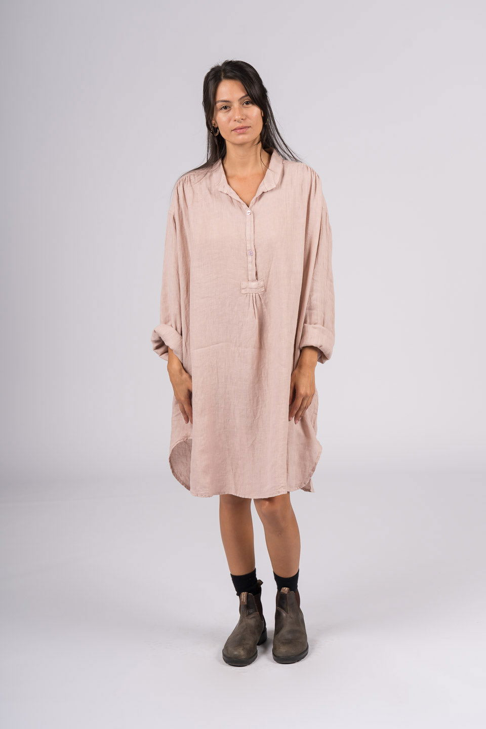 Montaigne Riviera Long Sleeve Linen Shirt Rose