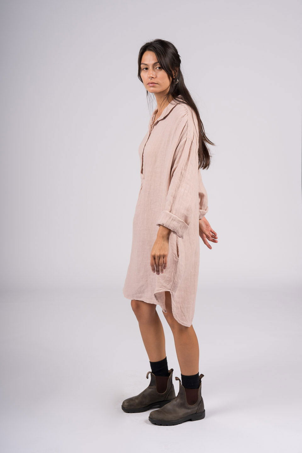 Montaigne Riviera Long Sleeve Linen Shirt Rose1