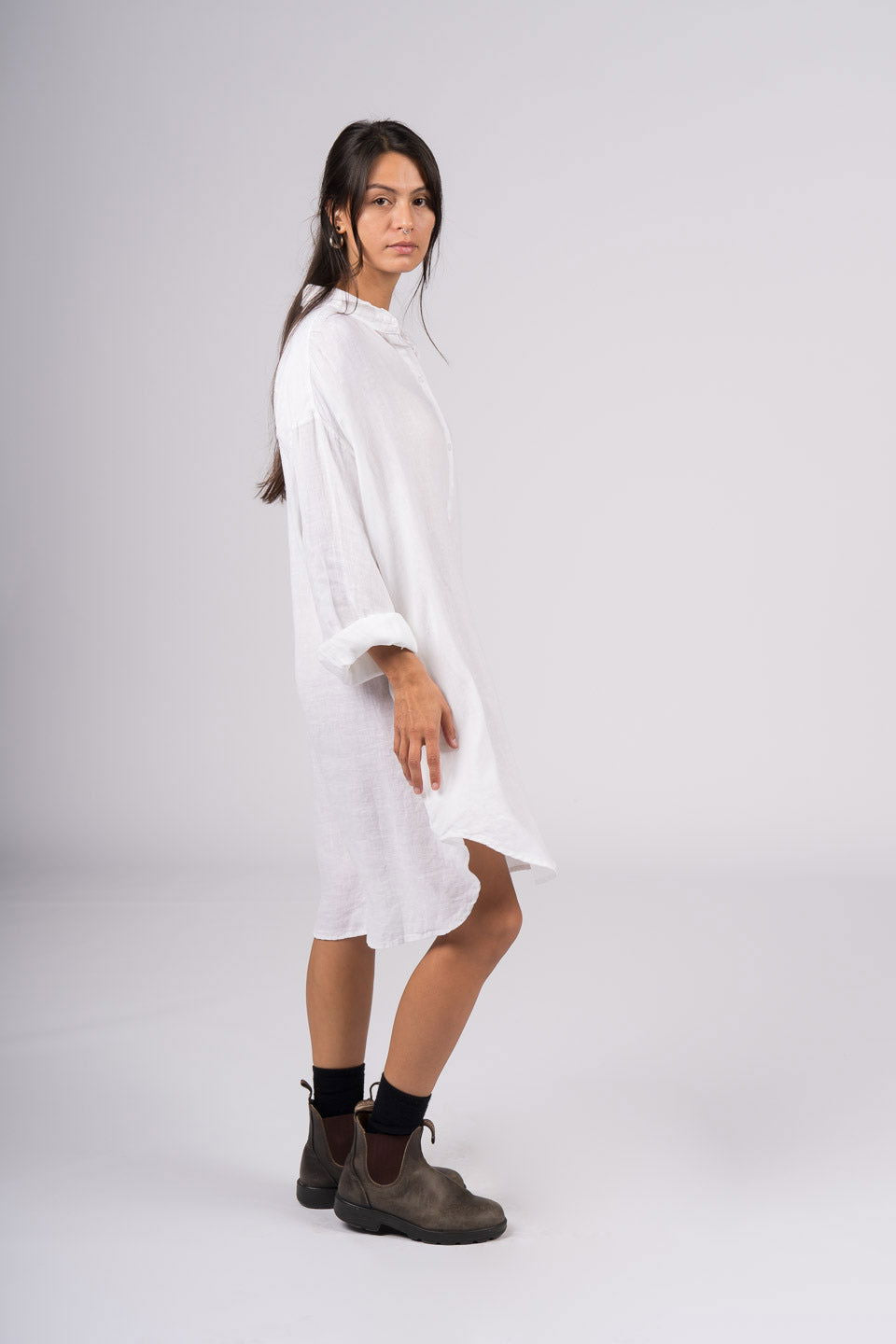 Montaigne Riviera Long Sleeve Linen Shirt White