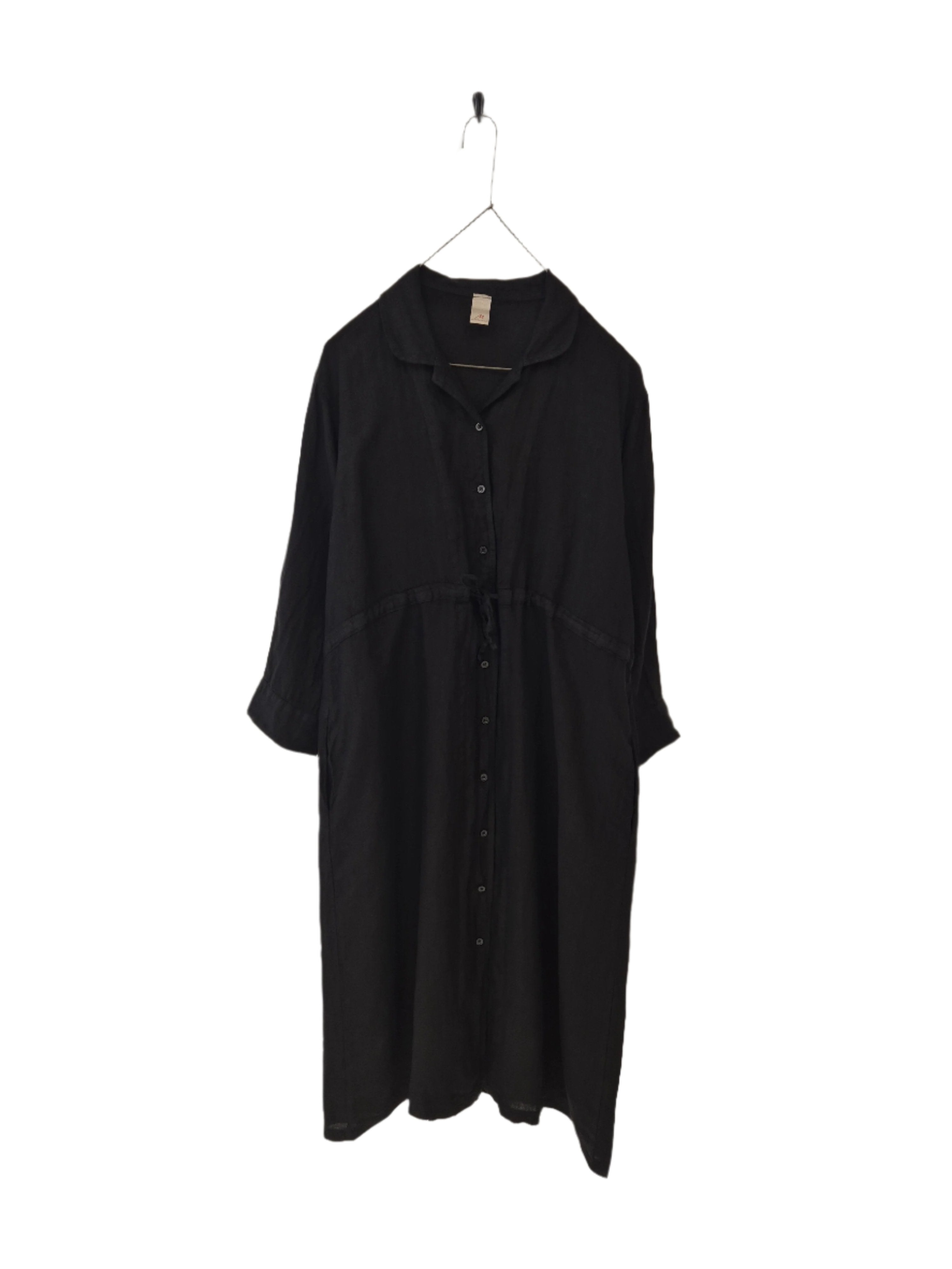 Montaigne Rodin Linen Drawstring Dress Black