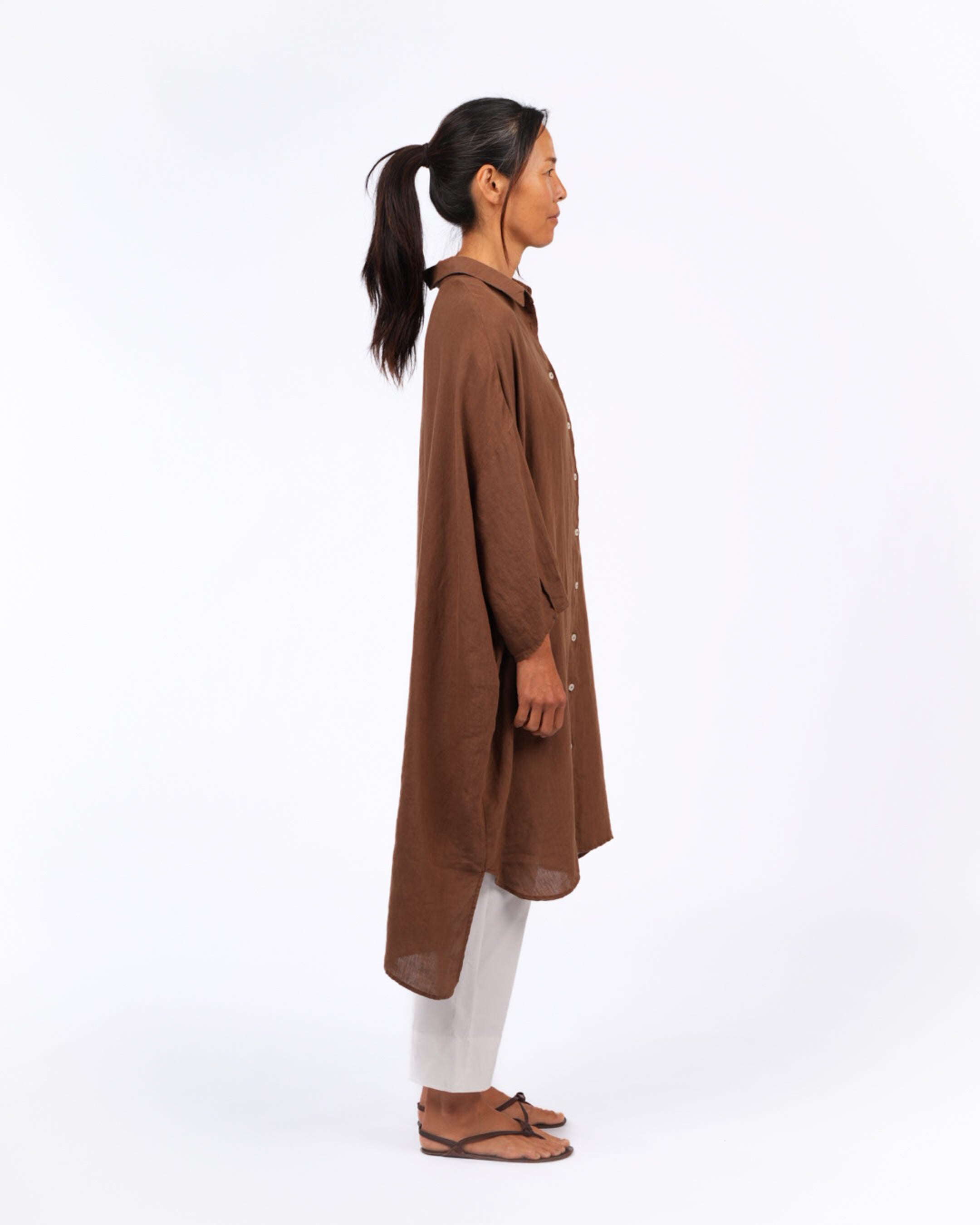 Montaigne Romie Oversized Linen Shirt Dress Tobacco