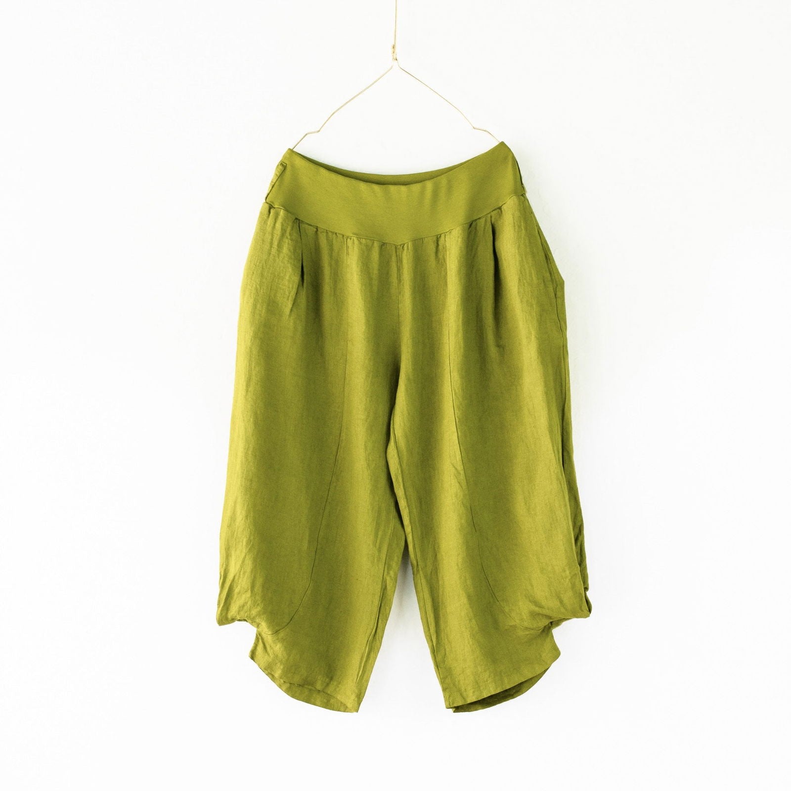 Montaigne Saint-Tropez Linen Capri Pants Acid Green