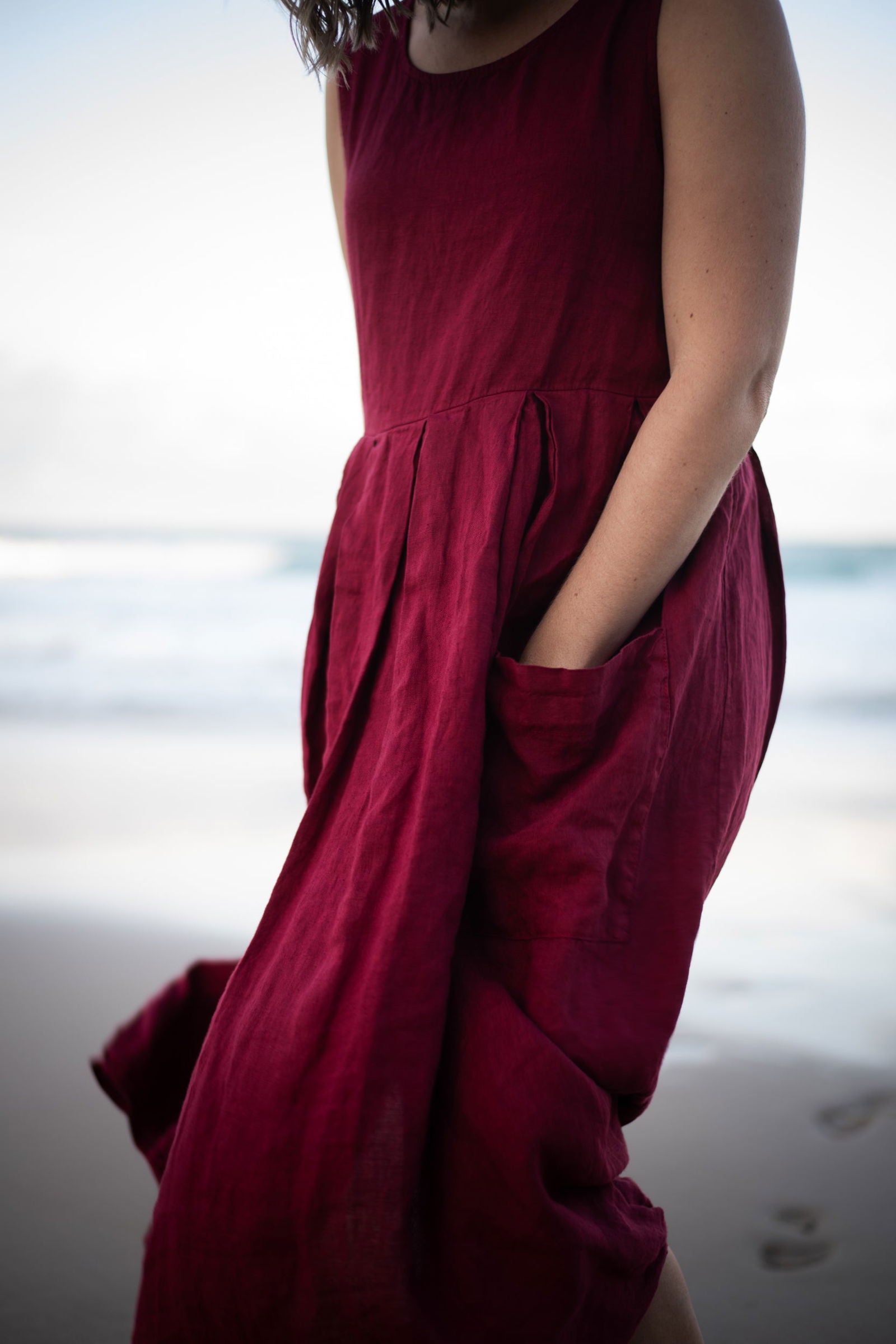 Montaigne Sartène Linen Summer Dress Barn Red1