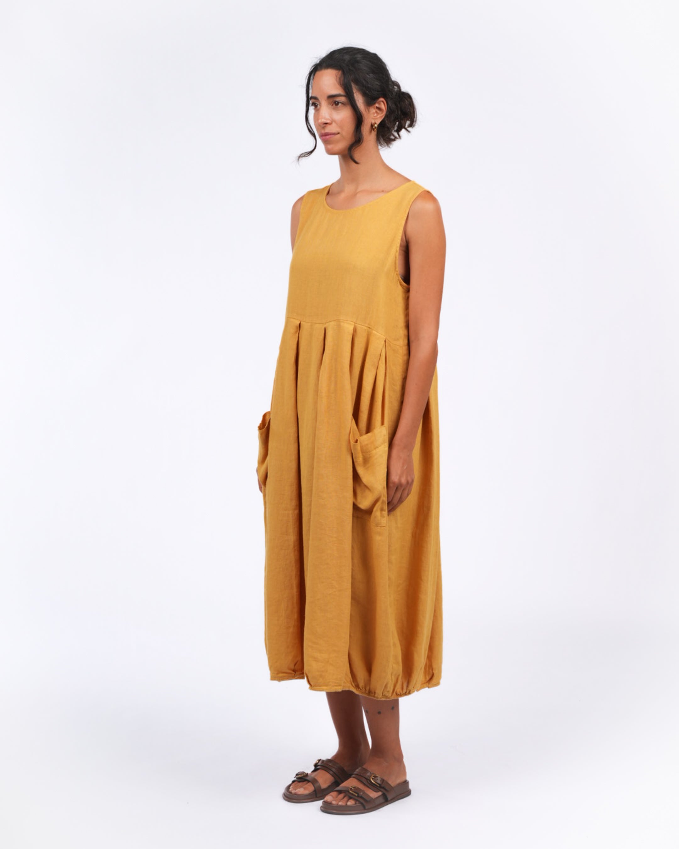 Montaigne Sartène Linen Summer Dress Mustard4