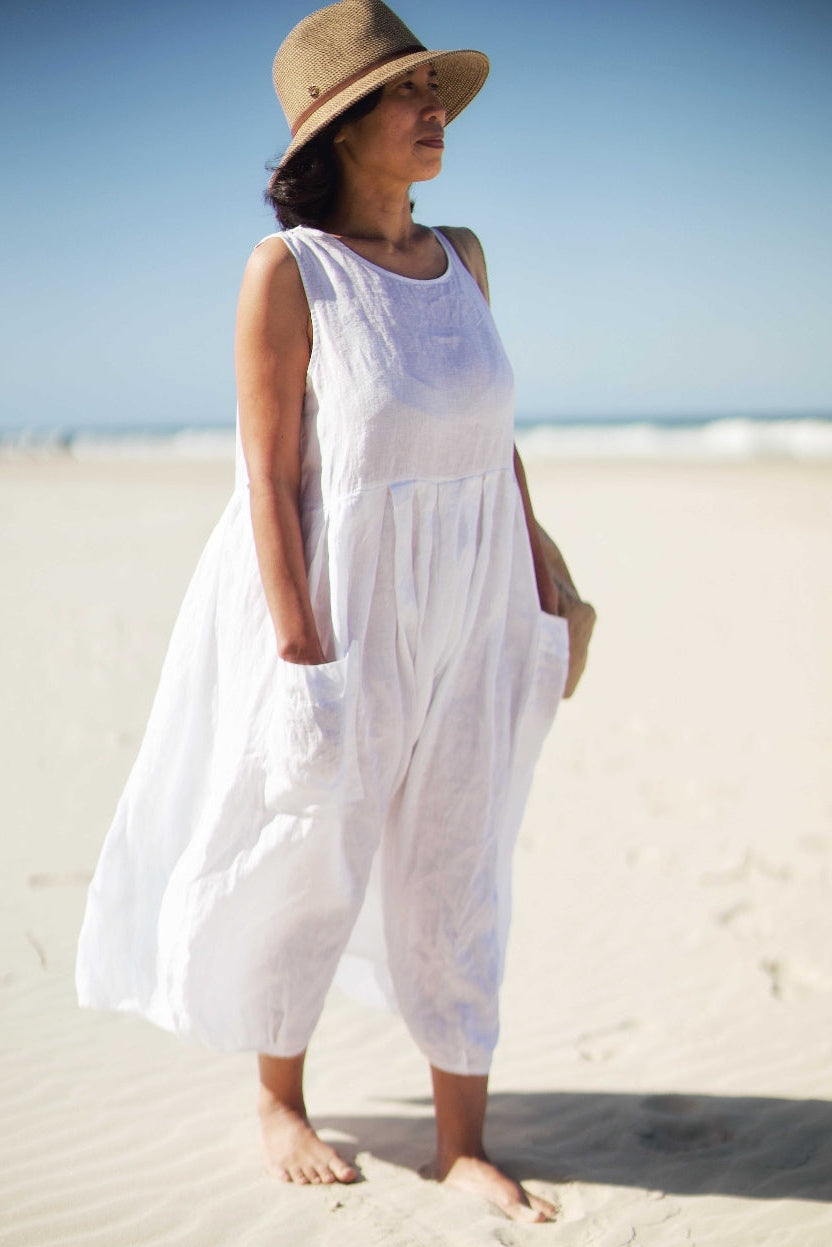Montaigne Sartène Linen Summer Dress White