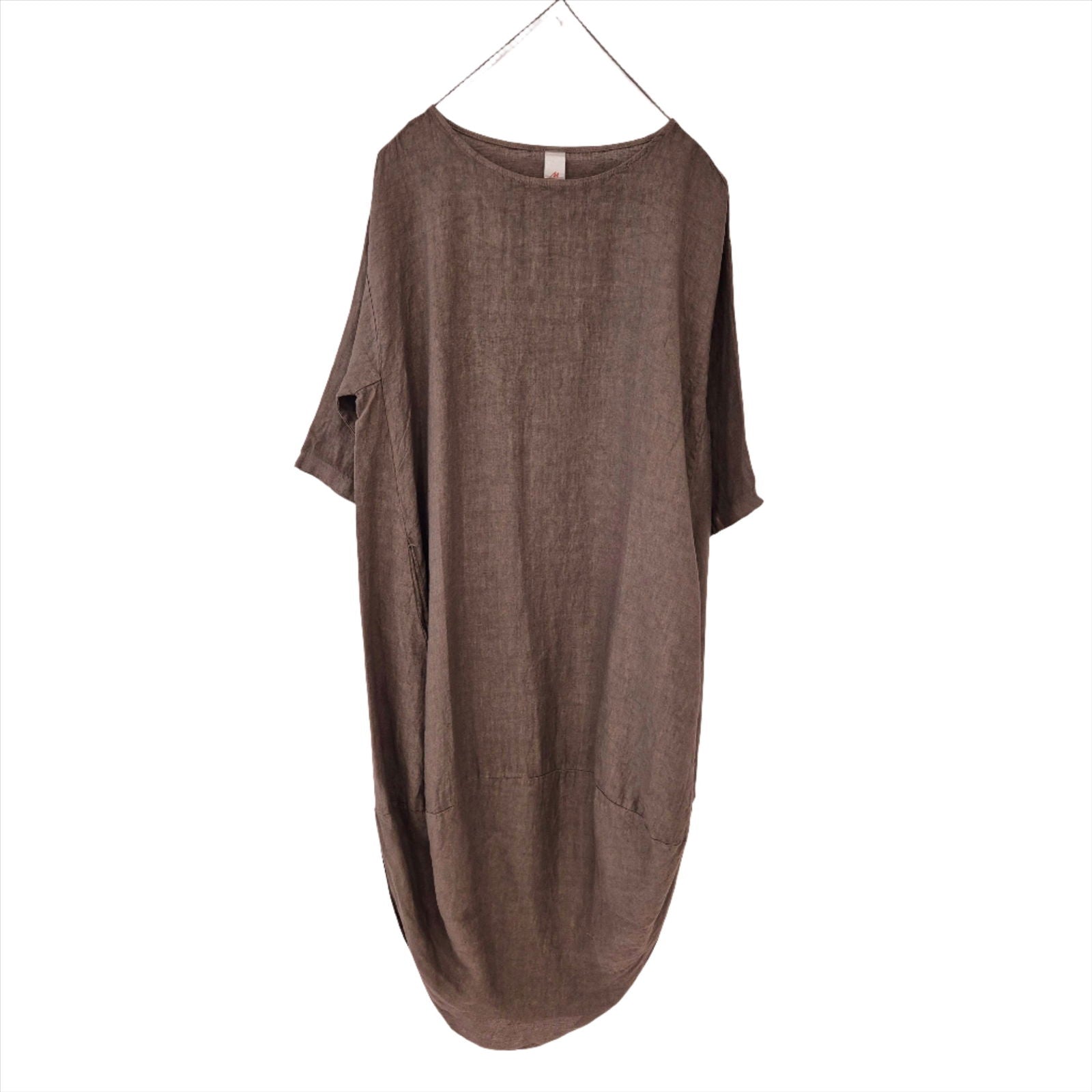 Montaigne Scallop Casual Linen Dress Mushroom
