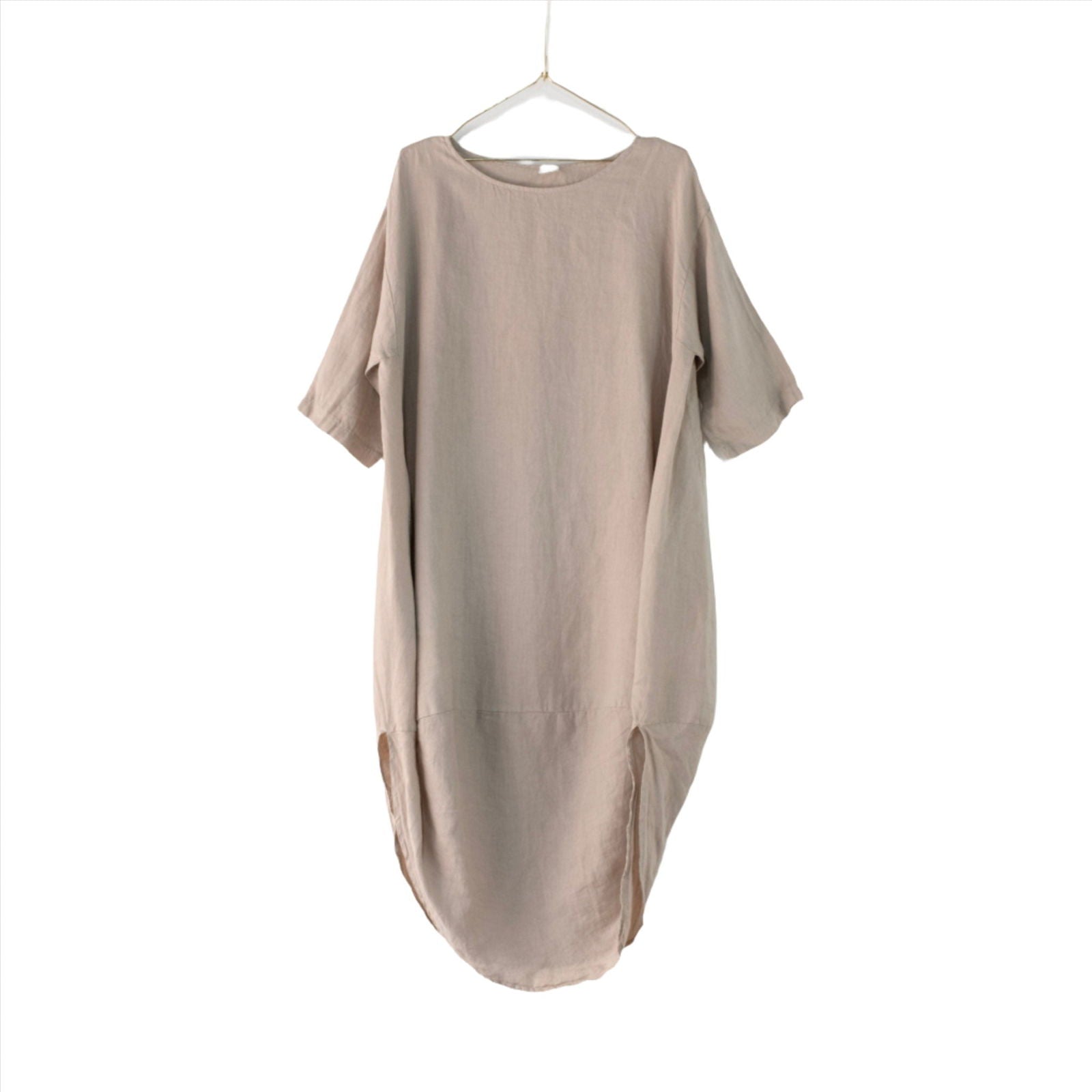 Montaigne Scallop Casual Linen Dress Natural