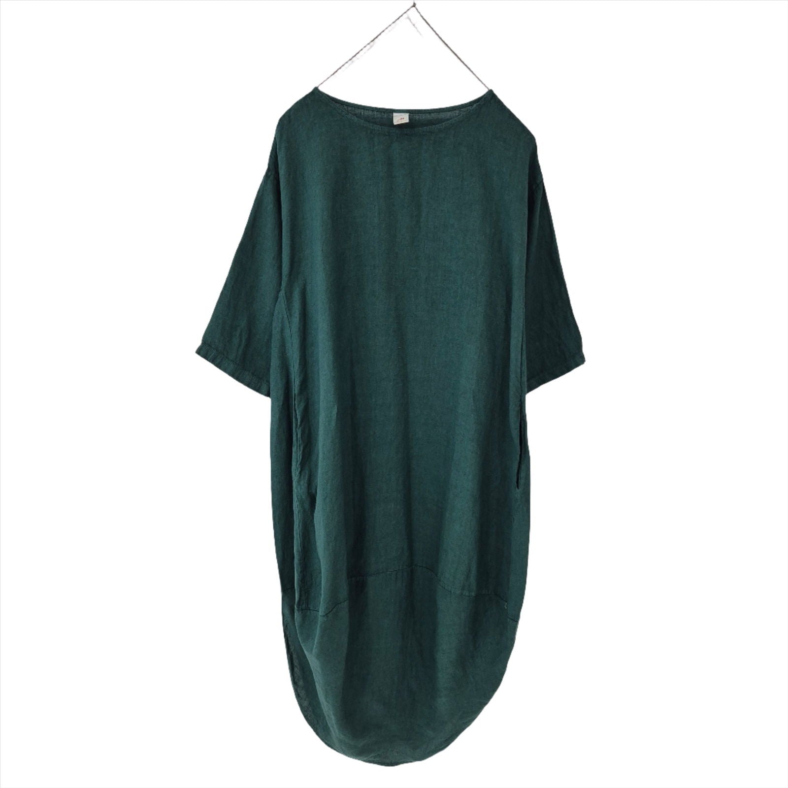 Montaigne Scallop Casual Linen Dress Teal