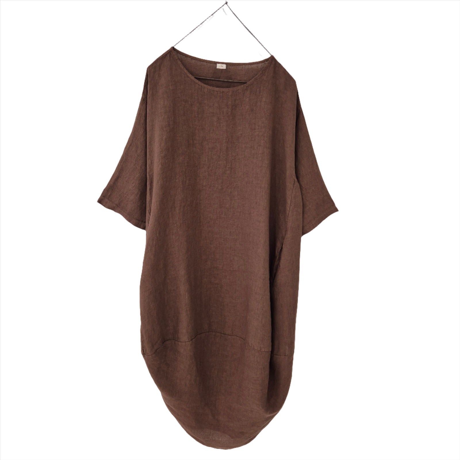 Montaigne Scallop Casual Linen Dress Tobacco