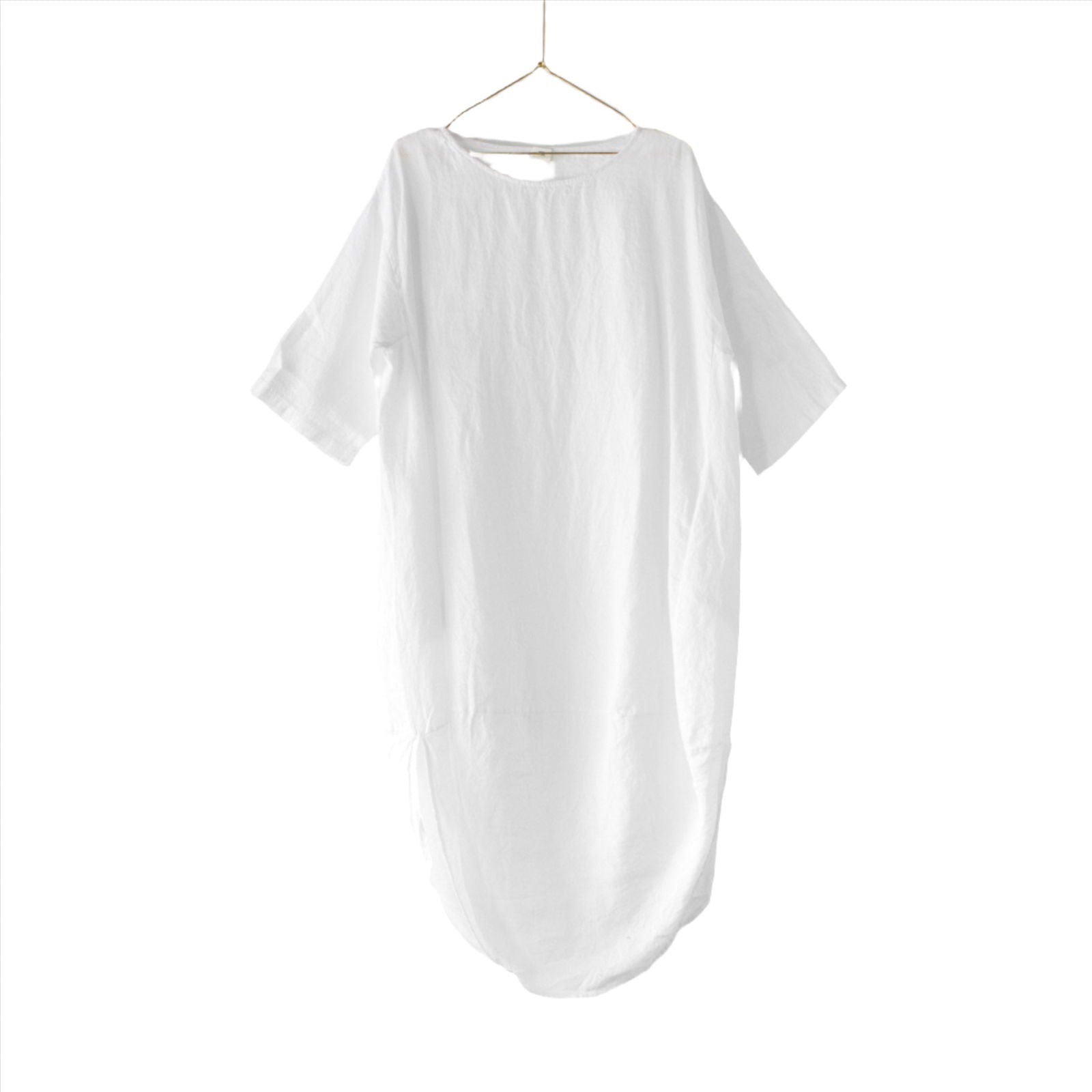 Montaigne Scallop Casual Linen Dress White