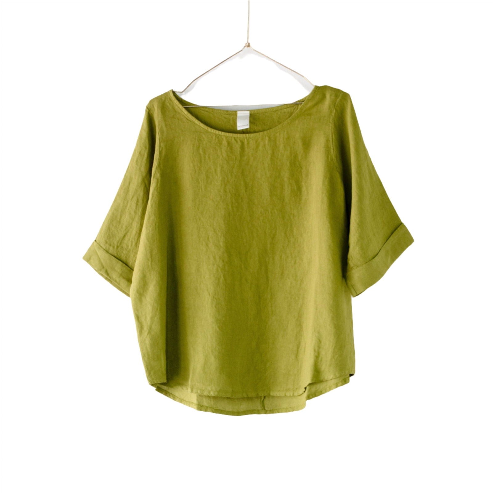 Montaigne Sérénité (Curved Hemline) Linen Top Acid Green