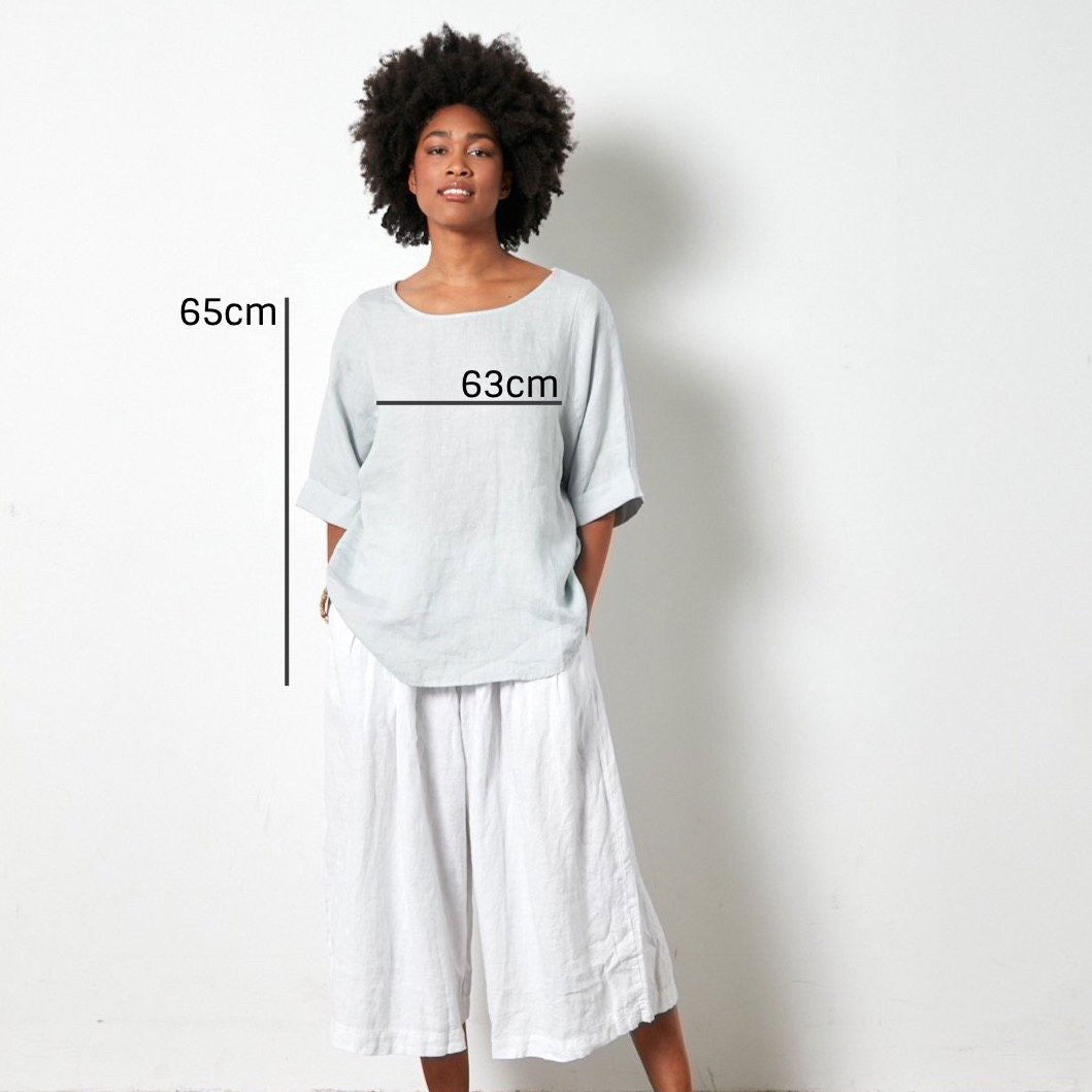 Montaigne Sérénité (Curved Hemline) Linen Top Silver3