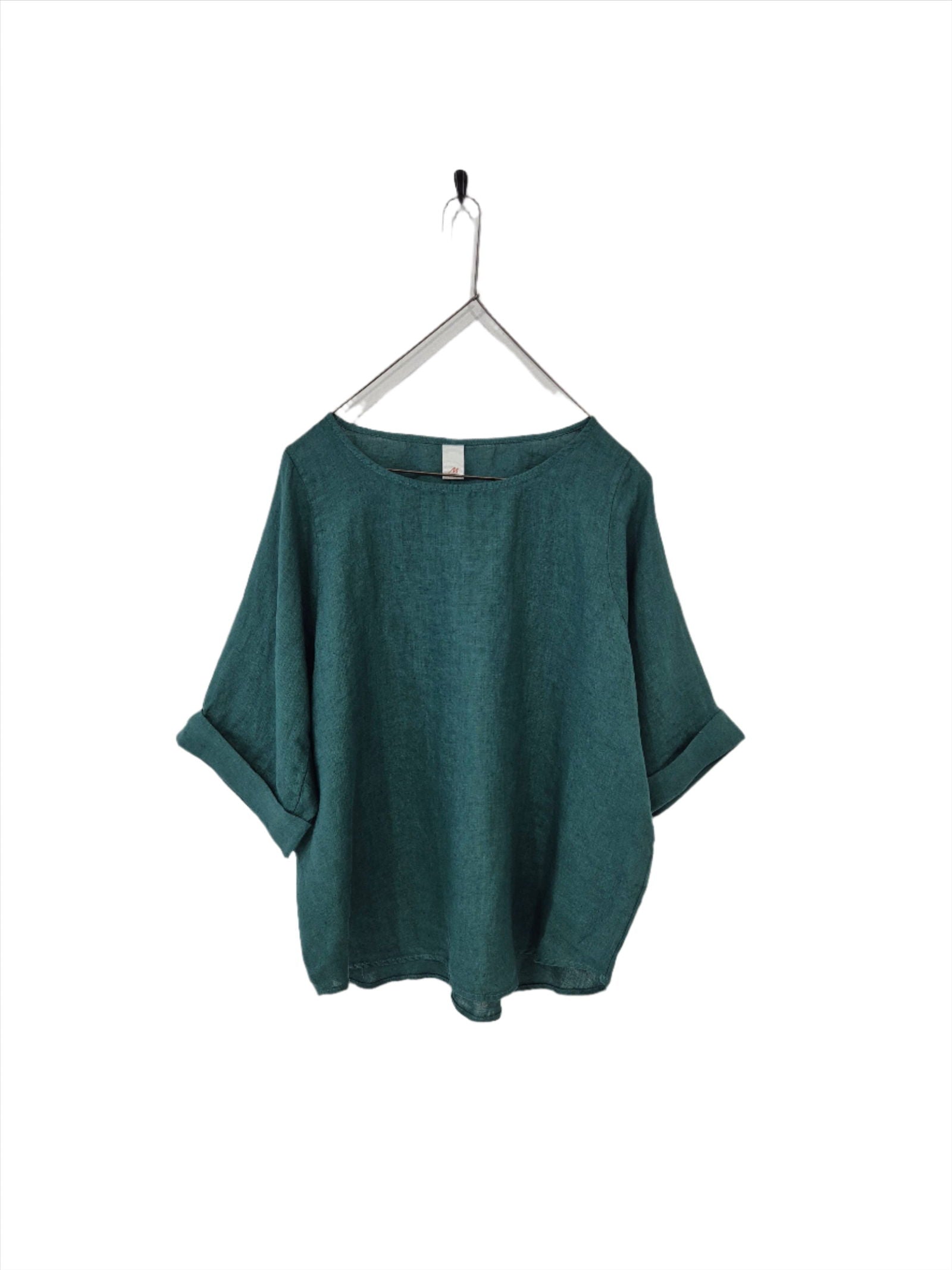 Montaigne Sérénité (Curved Hemline) Linen Top Teal