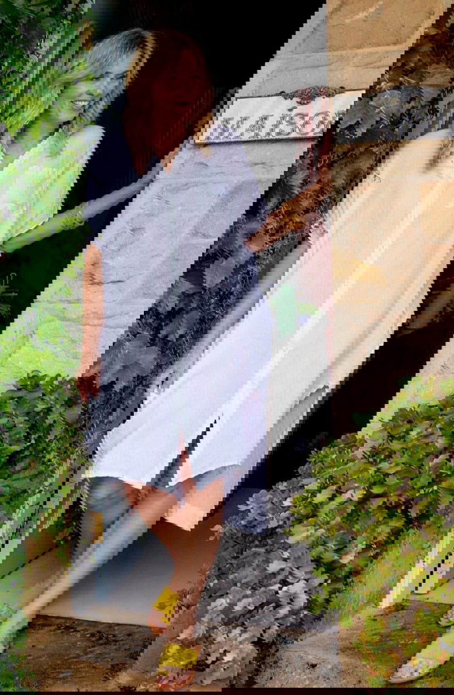 Montaigne Simone Short Sleeve Linen Dress White6