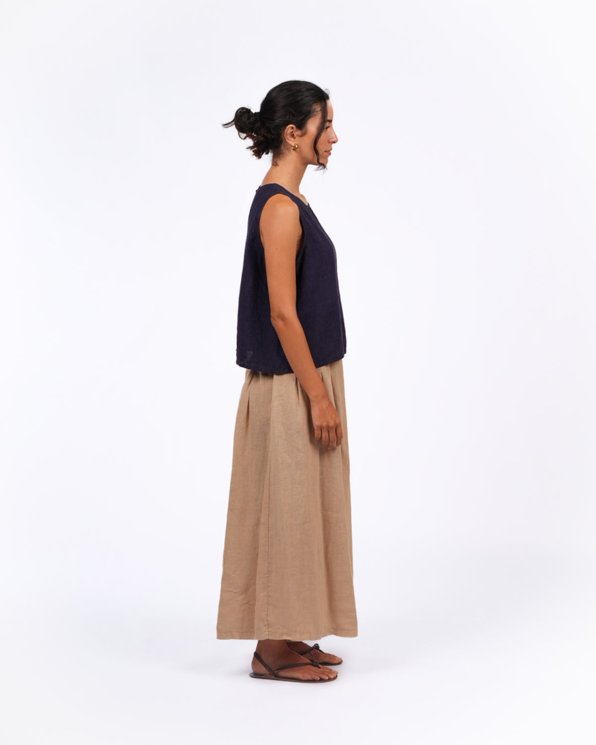 Montaigne Solid Linen Culottes Cammello3
