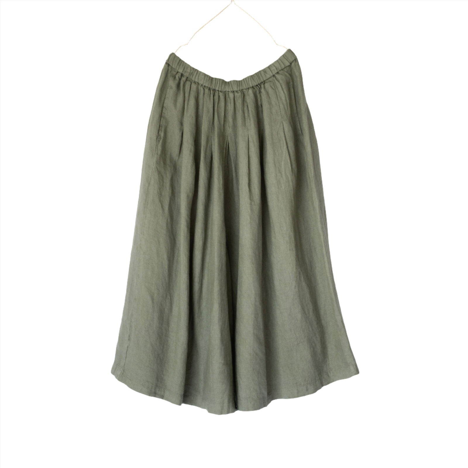 Montaigne Solid Linen Culottes Khaki