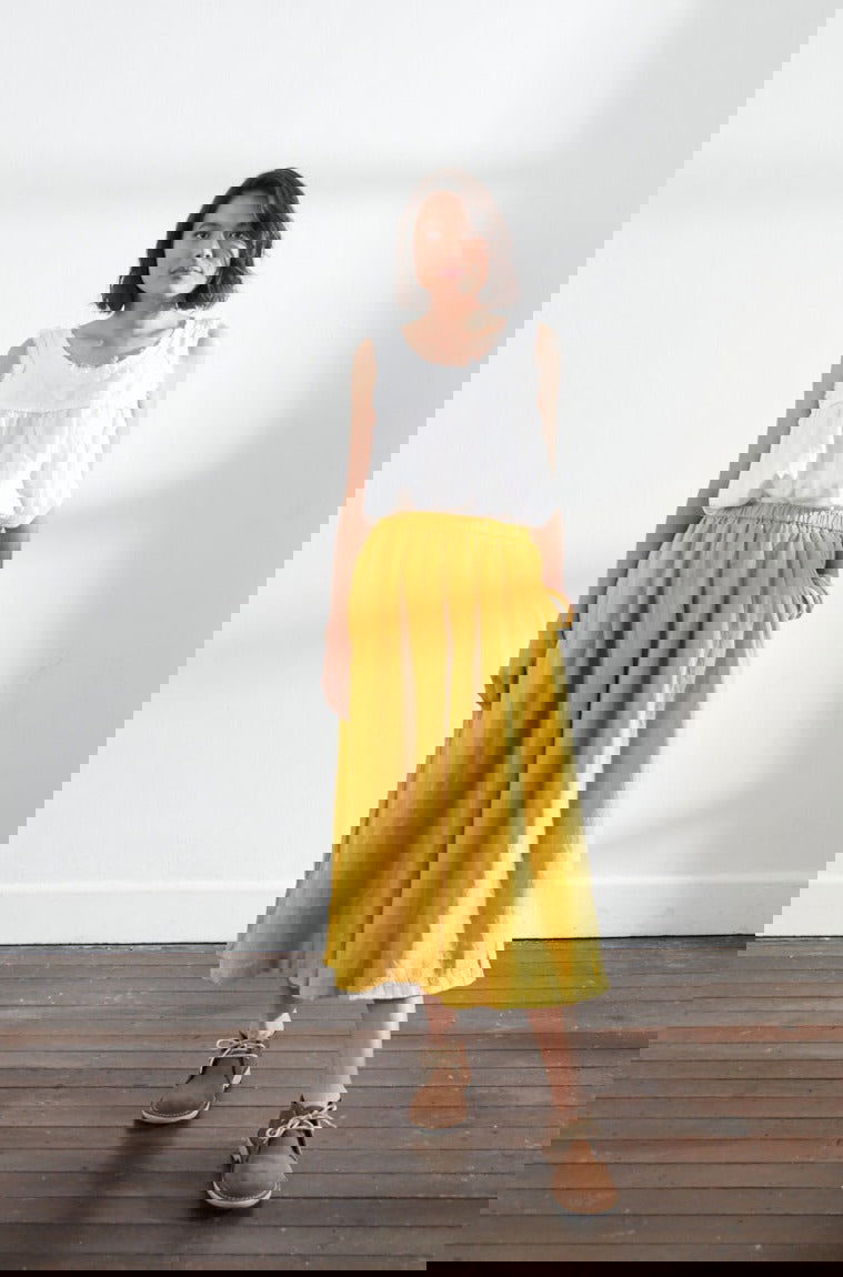 Montaigne Solid Linen Culottes Mustard