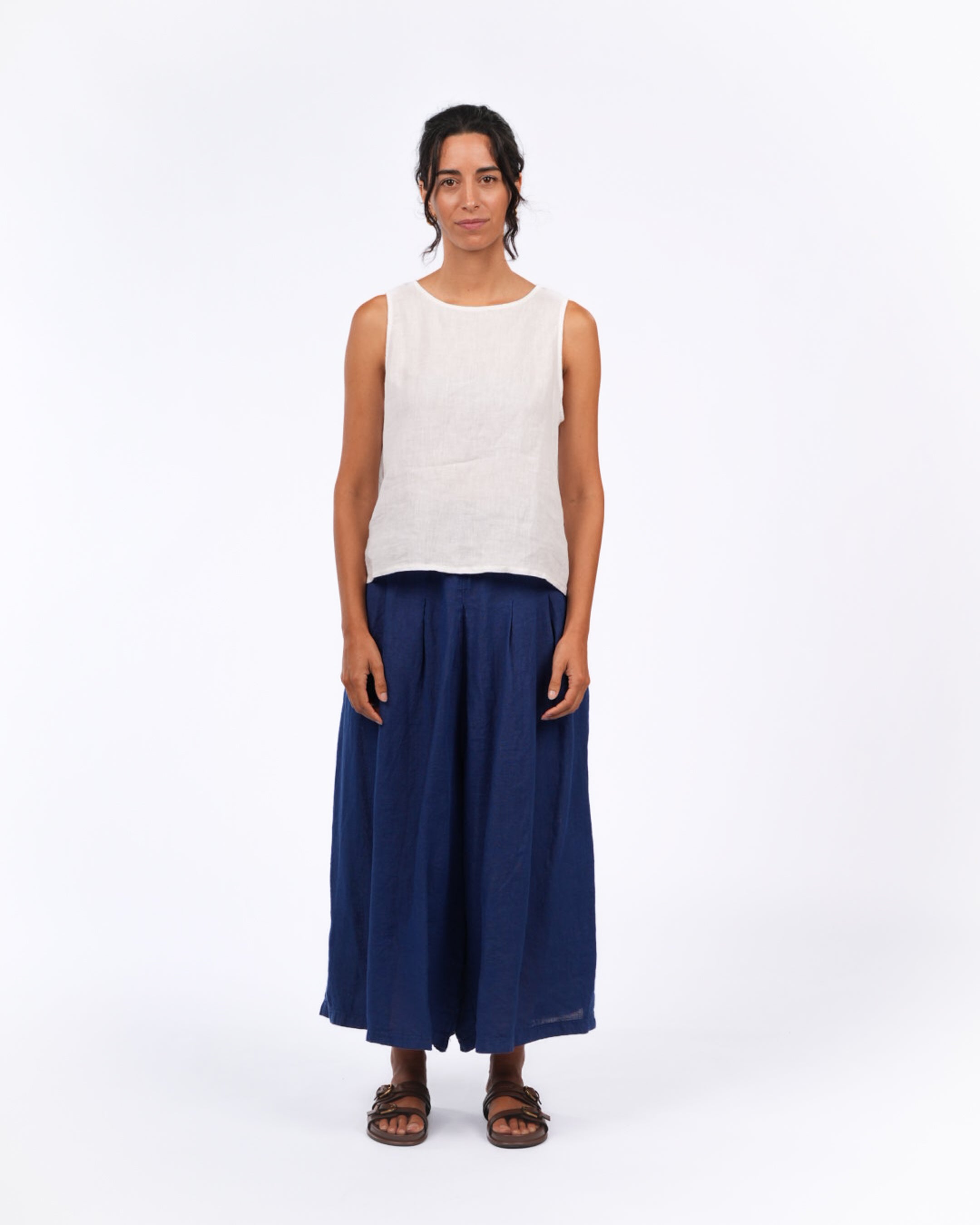 Montaigne Solid Linen Culottes Royal Blue1
