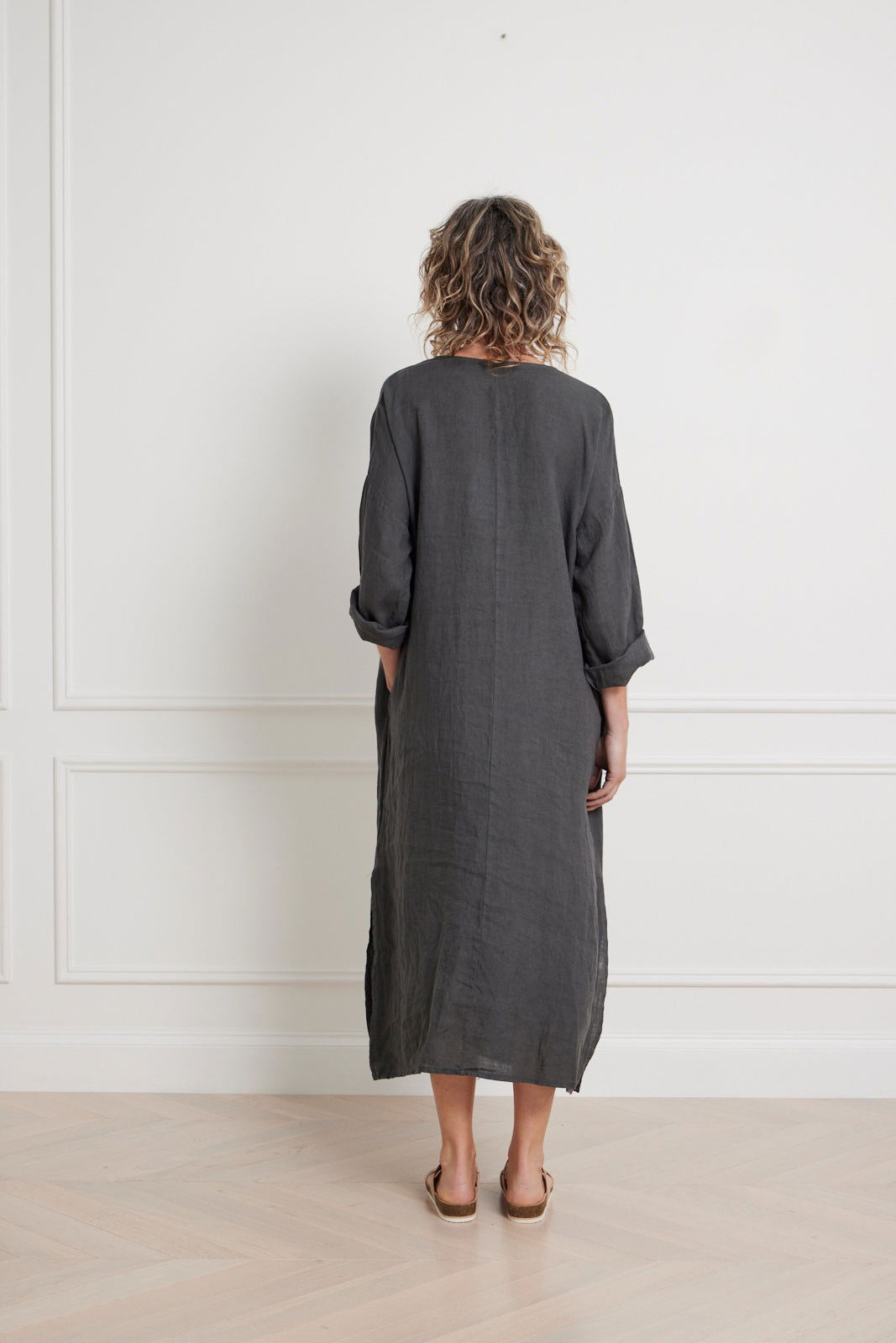 Montaigne Sophie Linen Kaftan Dress Petrol4