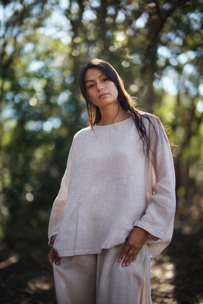 Montaigne Toulouse Linen Long Sleeve Top White5