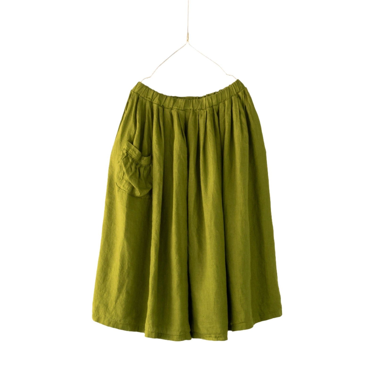 Montaigne Transeasonal Linen Skirt with Front Pocket Acid Green