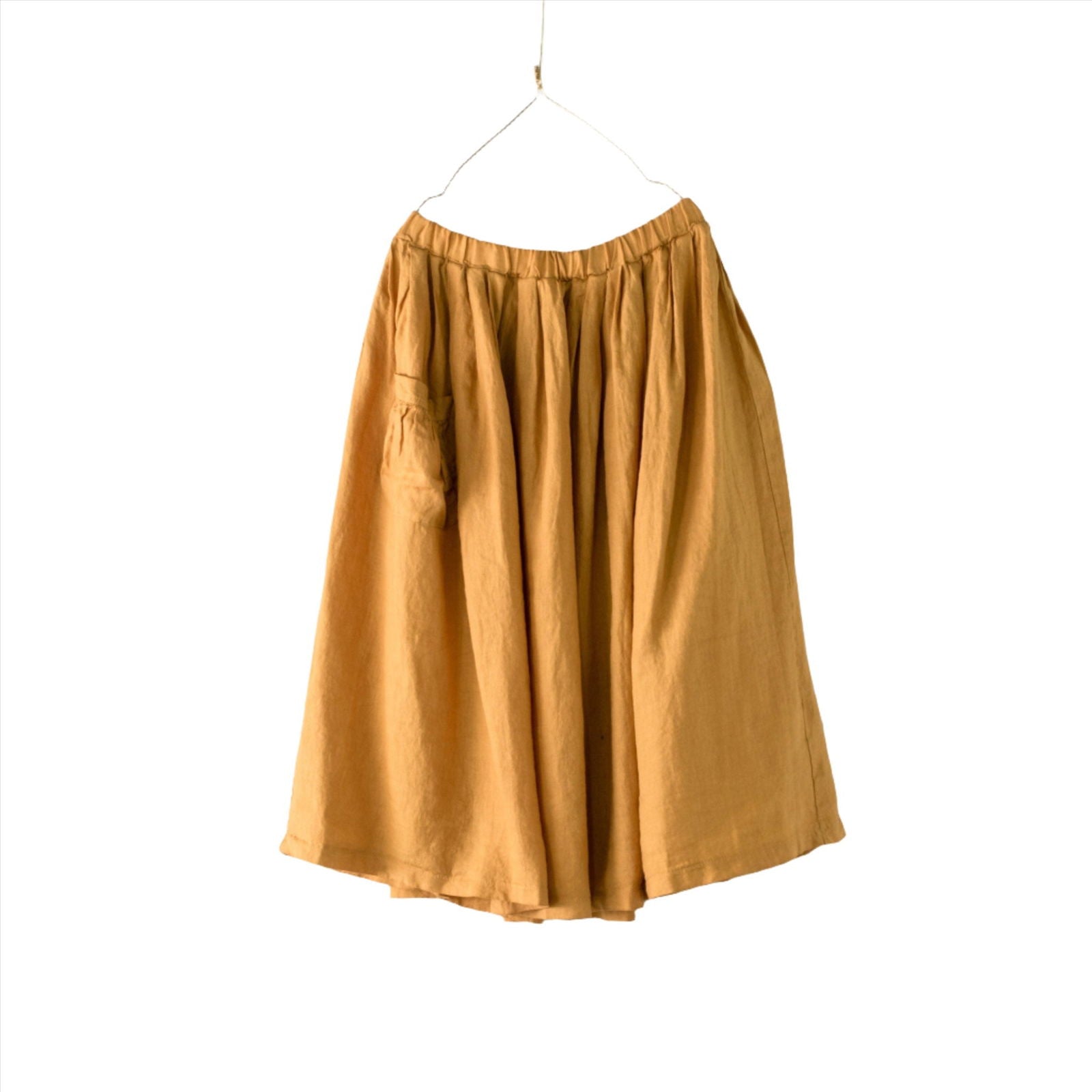 Montaigne Transeasonal Linen Skirt with Front Pocket Mustard