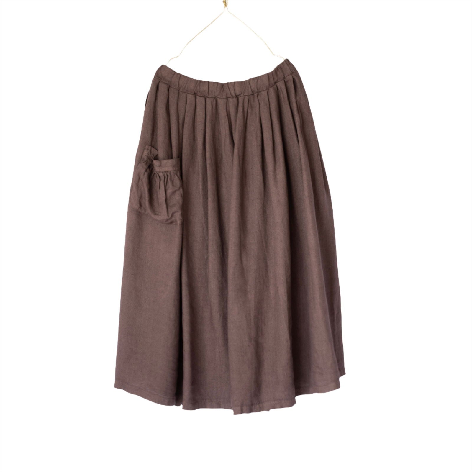 Montaigne Transeasonal Linen Skirt with Front Pocket Rum Raisin