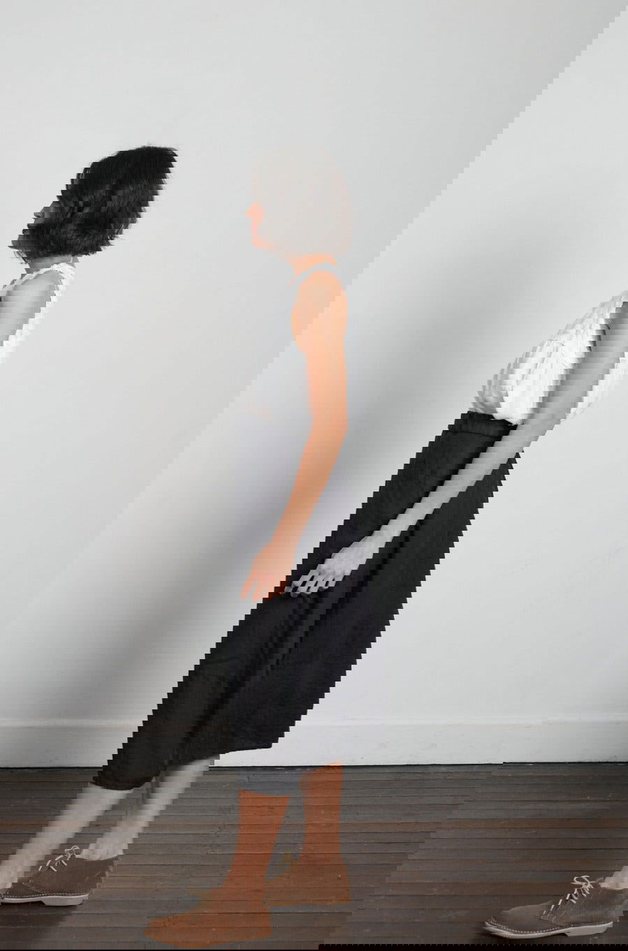 Montaigne Tulip Linen Skirt Navy1