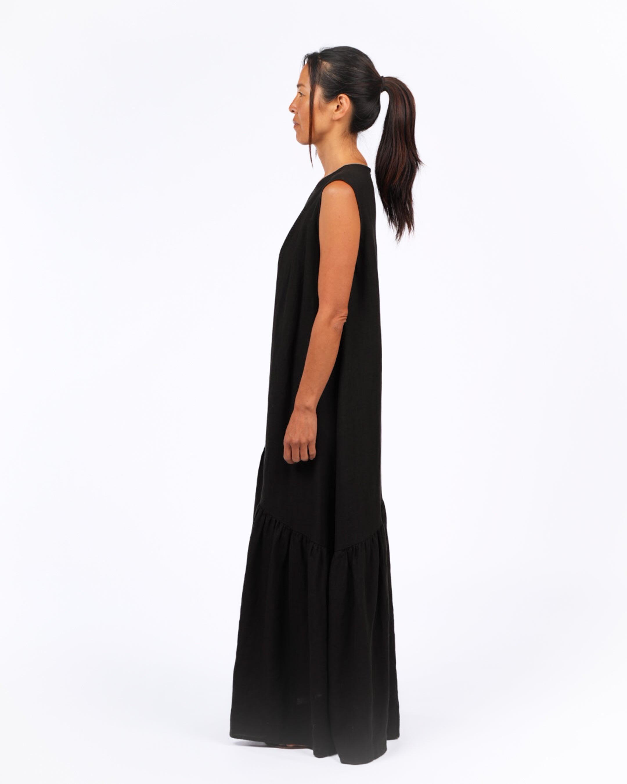 Montaigne Valerie Linen Maxi Dress Black1