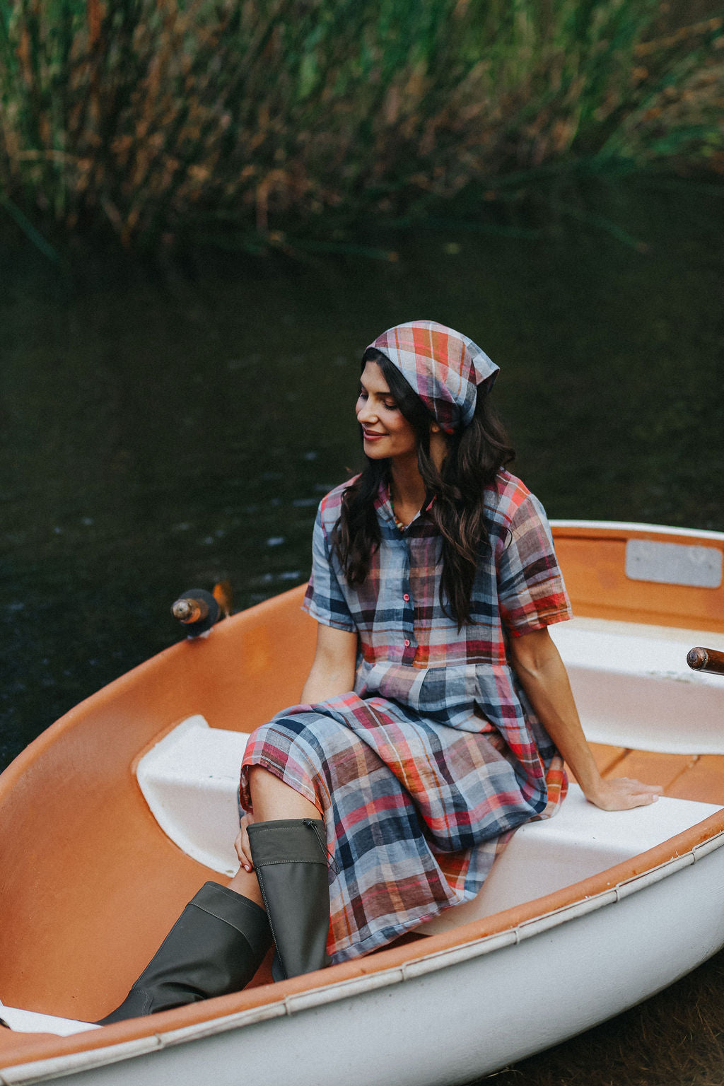 Montaigne Vianne Multi Check Linen Dress1