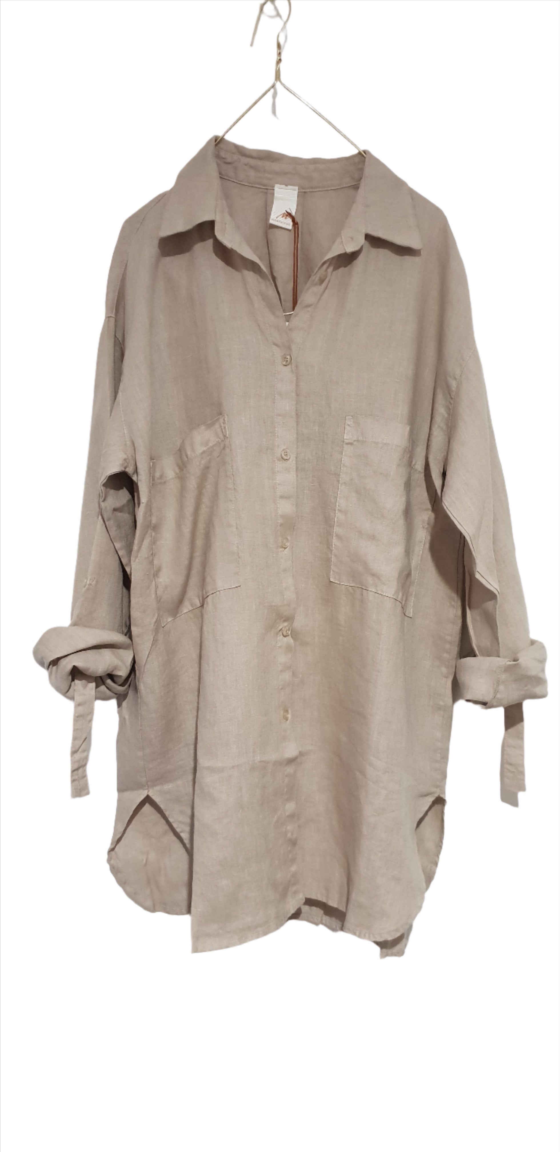 Montaigne Voyage Long Sleeve Linen Shirt Natural