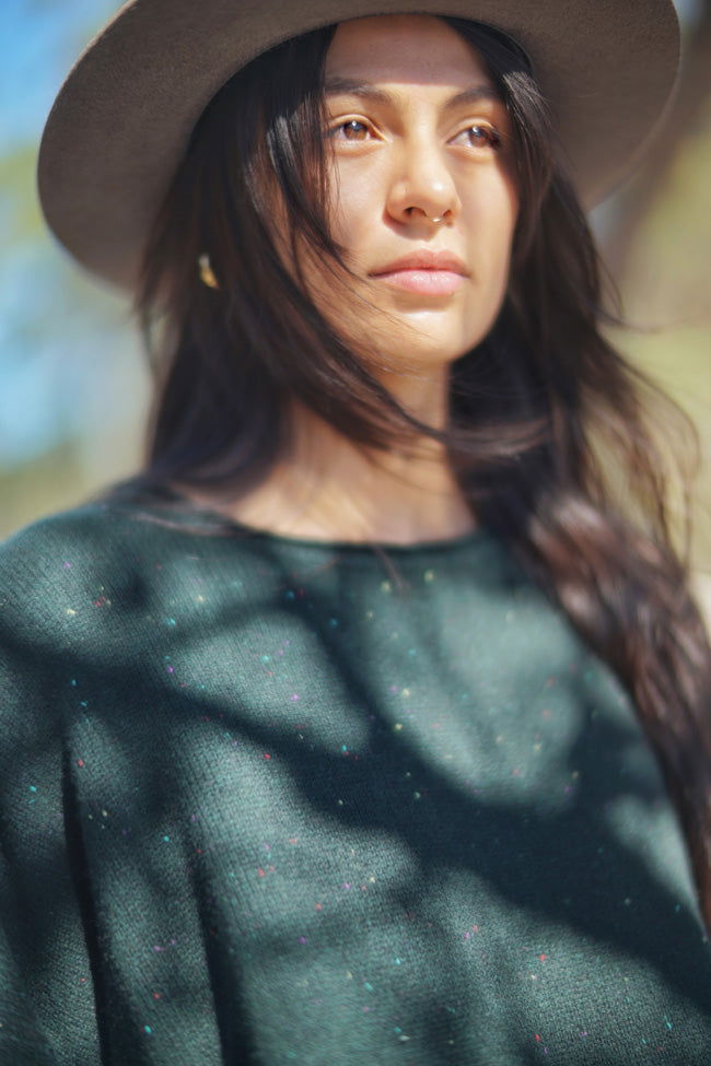 Montaigne 100% New Zealand Lambswool Jumper Green Melange1