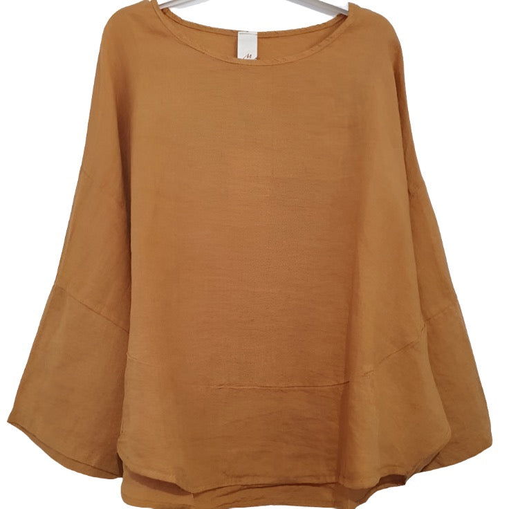 Montaigne Ailes Linen Top Mustard