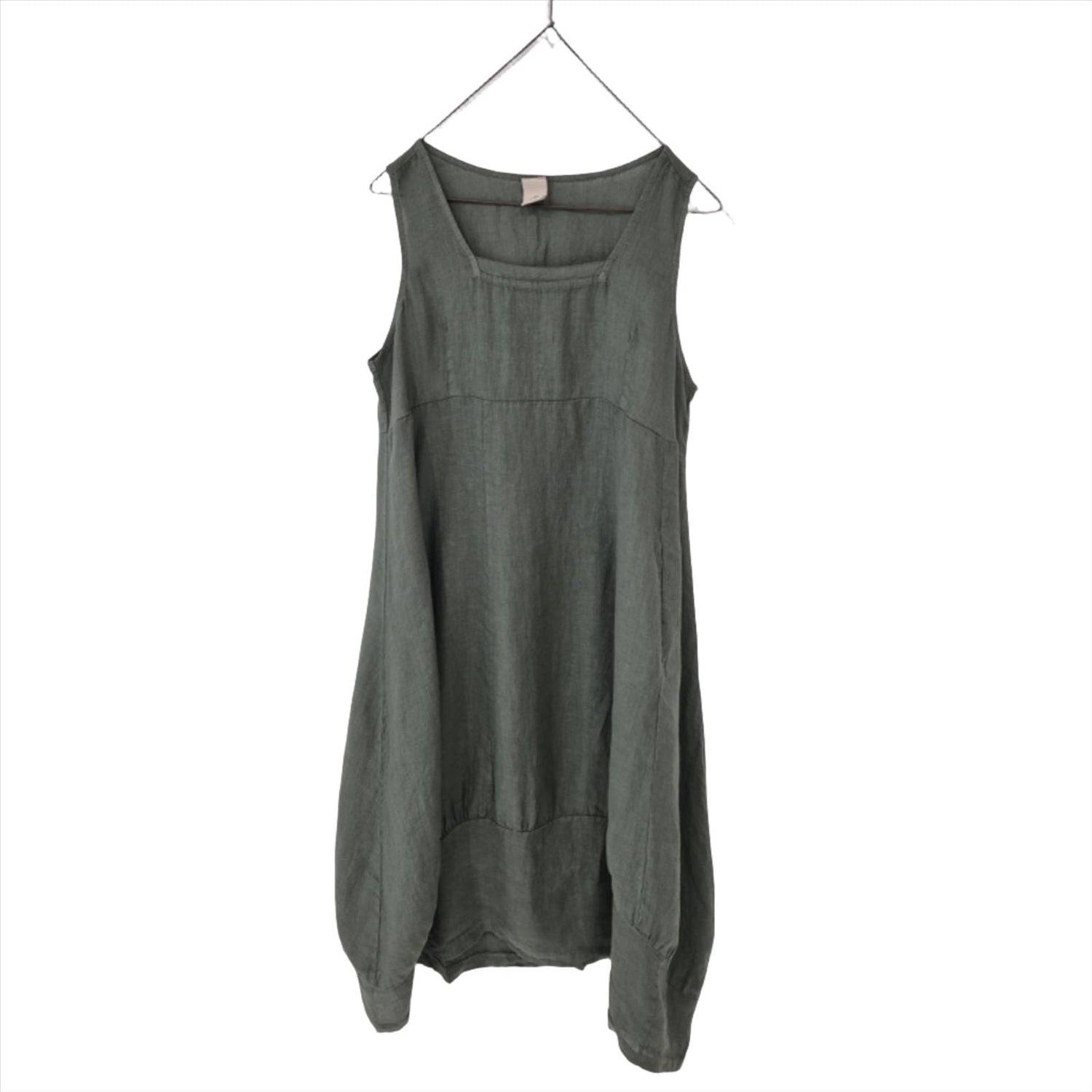 Montaigne Anaïs Linen Pinafore Dress Khaki1