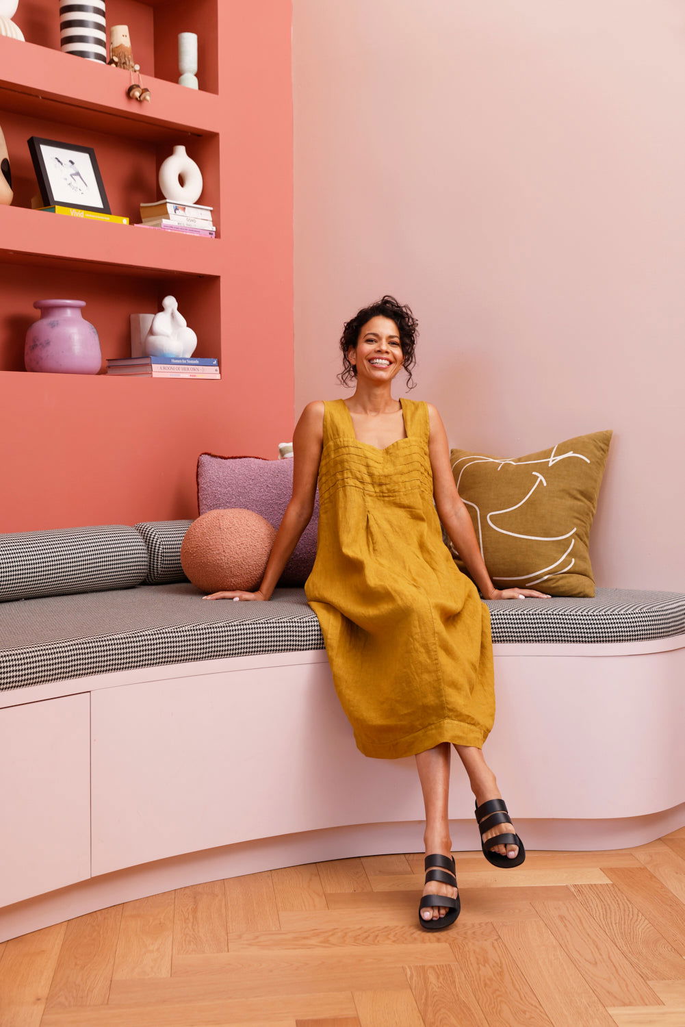 Montaigne Aurelie Casual Linen Dress Senape
