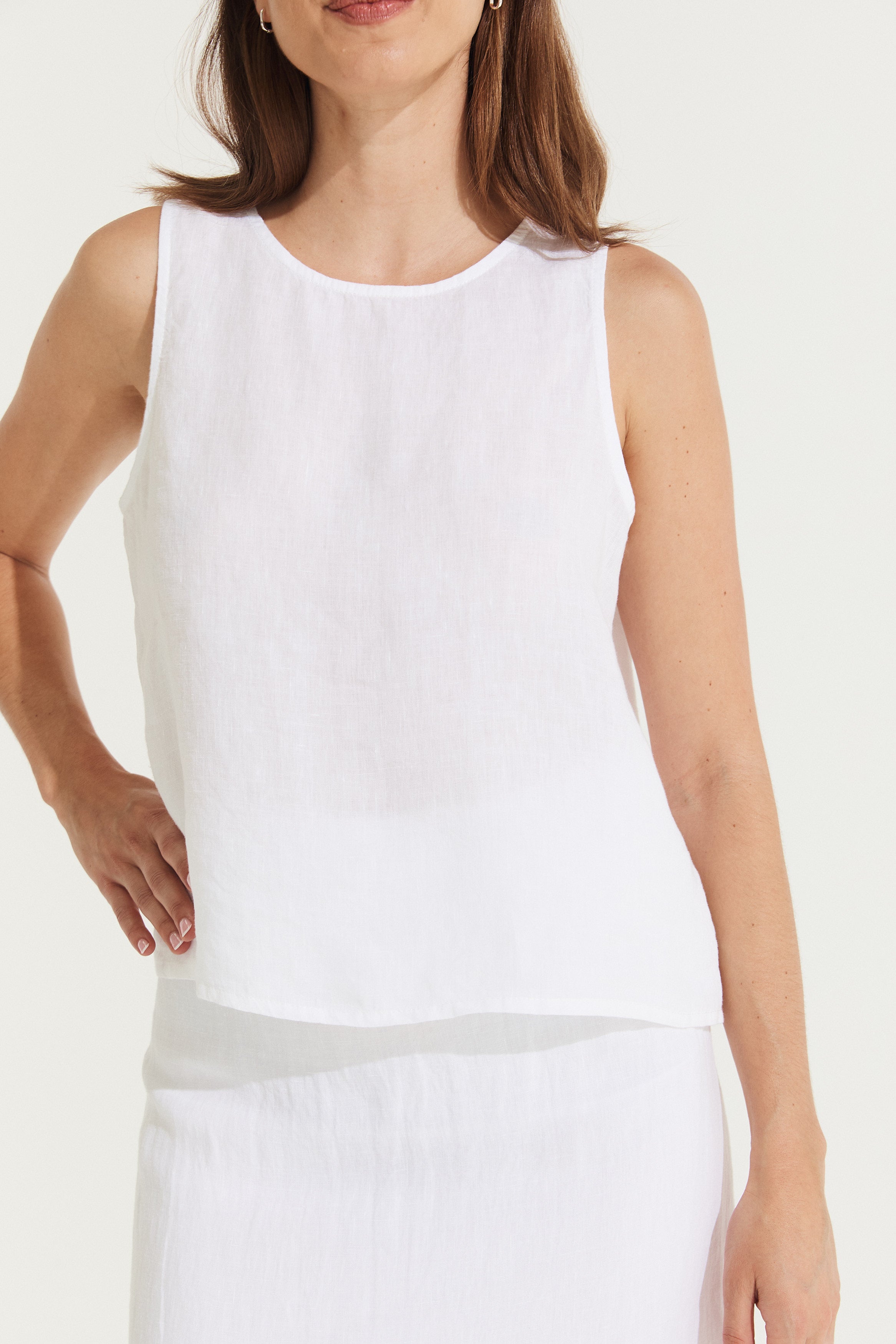 Montaigne Ava Linen Cami Top White1