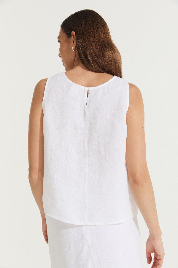 Montaigne Ava Linen Cami Top White2