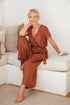 Montaigne Beatrice Linen Jumpsuit with Tie Rust