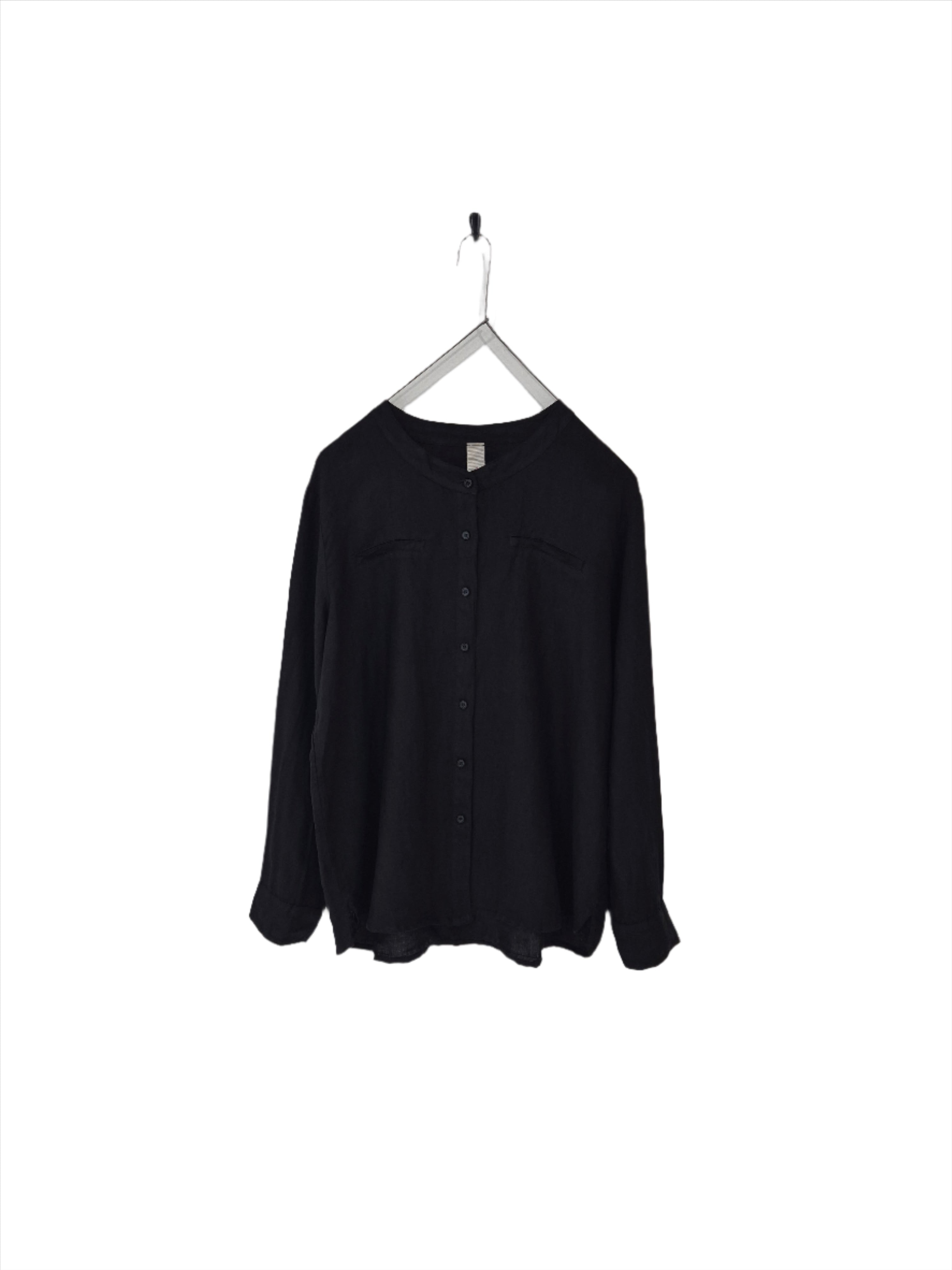 Montaigne Beauvoir Long Sleeve Linen Shirt Black