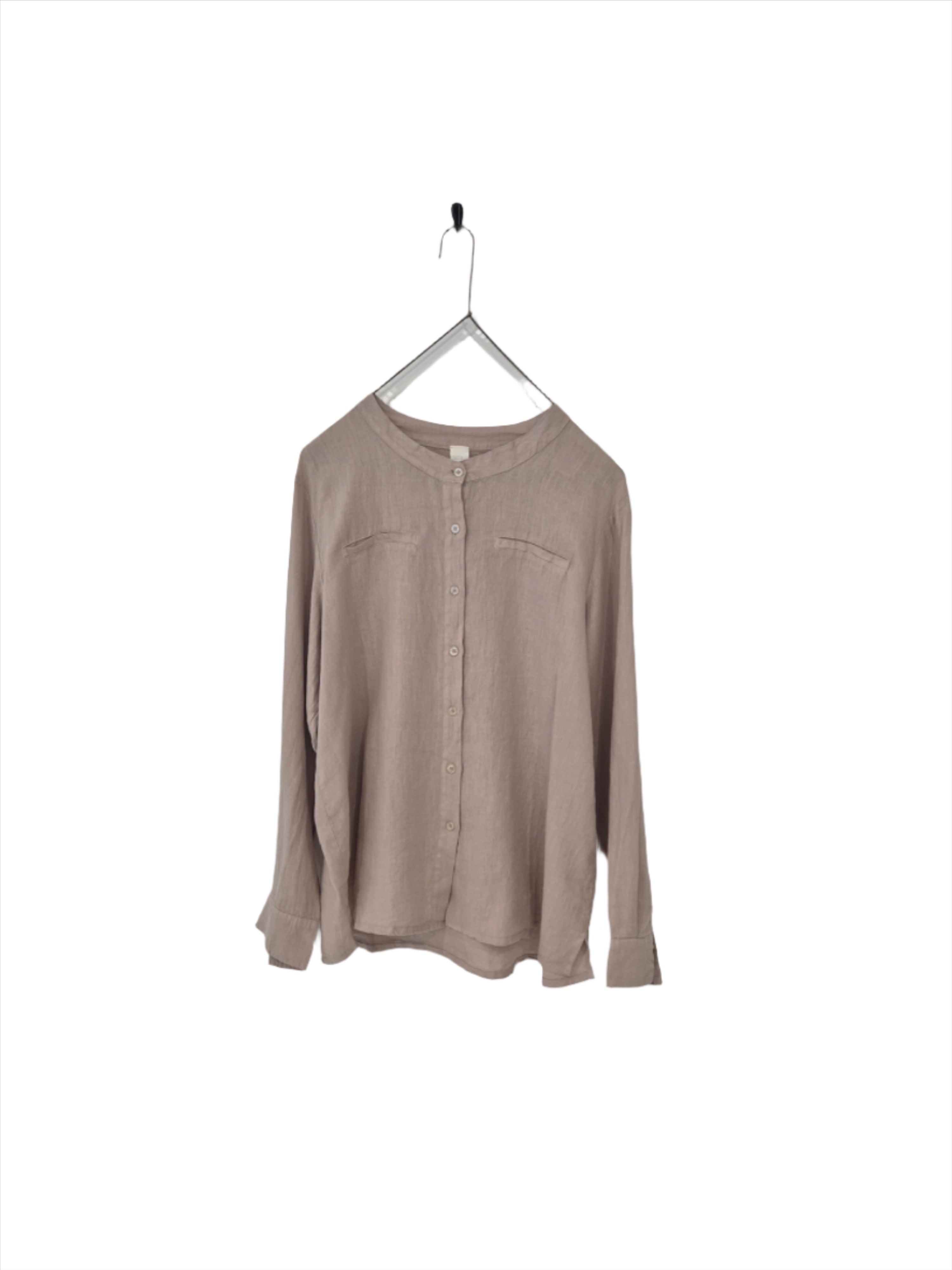 Montaigne Beauvoir Long Sleeve Linen Shirt Natural1