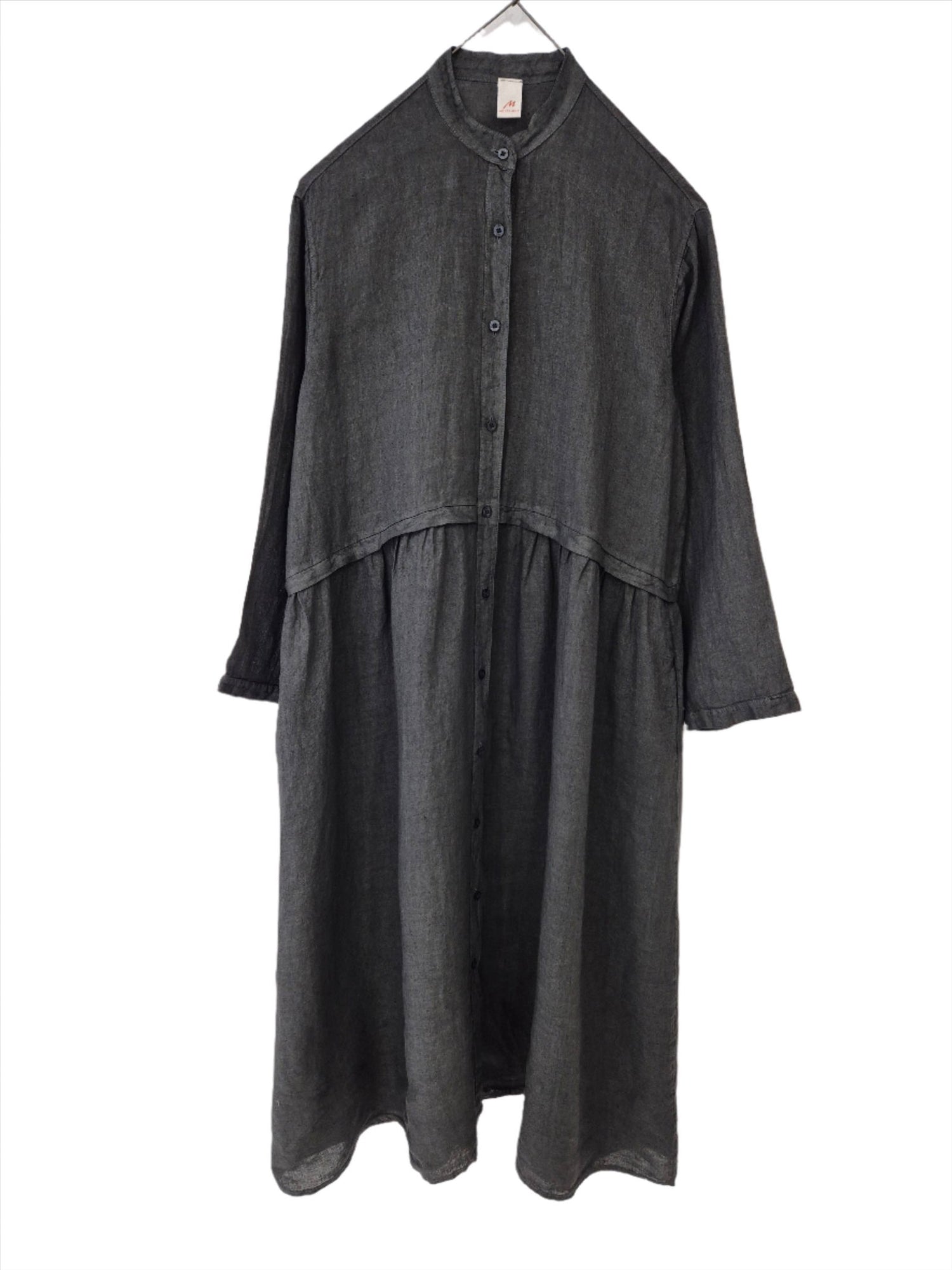 Montaigne Chaton Buttonfront Linen Coat Dress Petrol