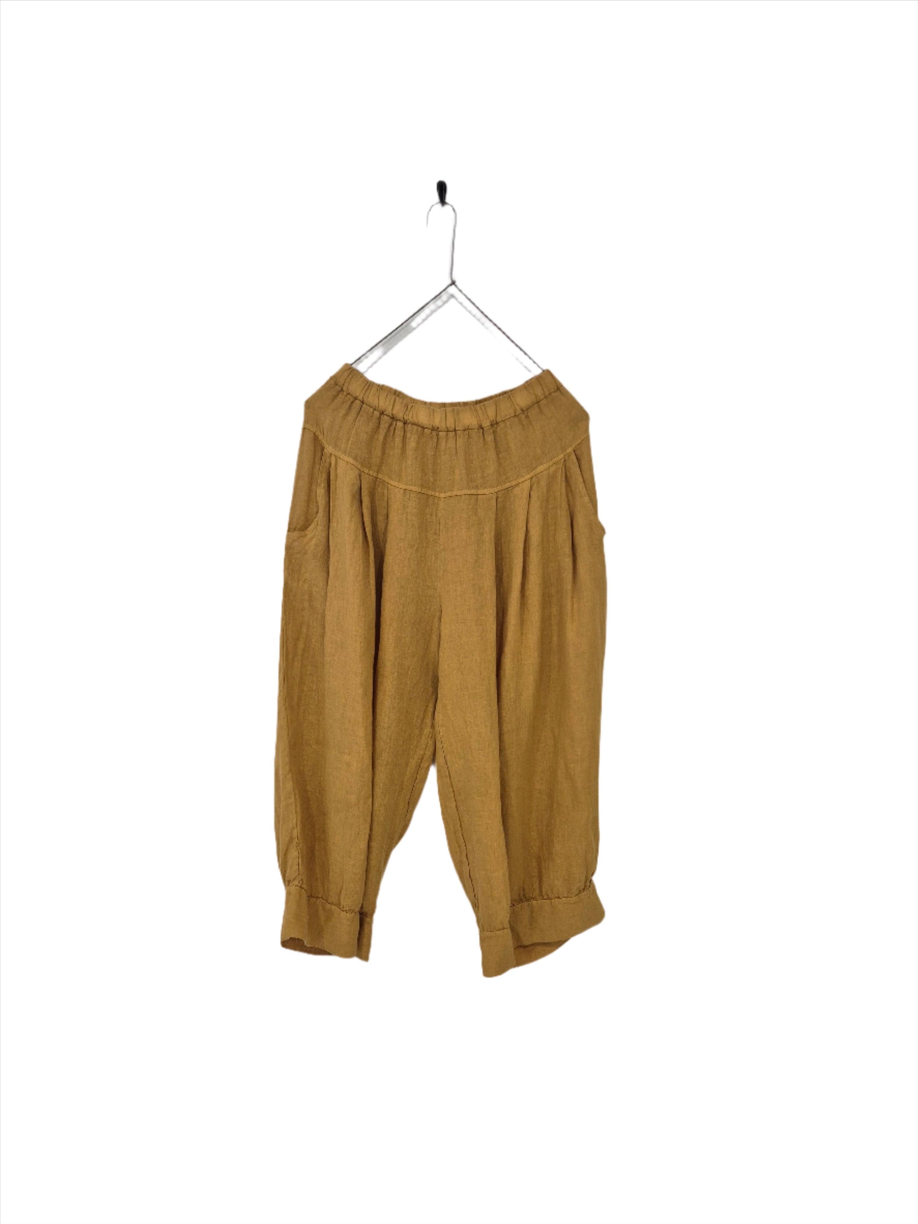 Montaigne Desi Linen Pants with Back Pockets (2 sizes) Mustard1