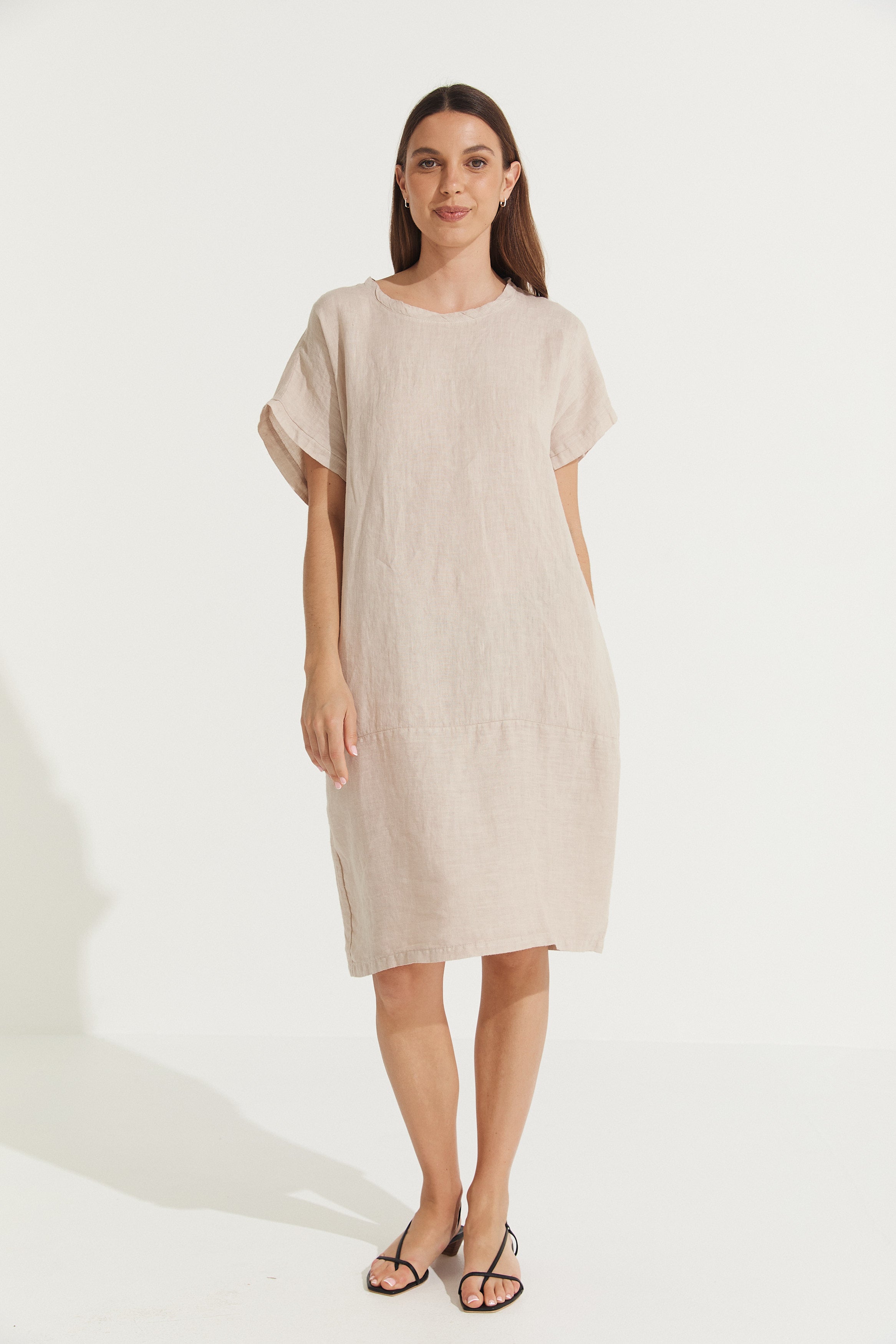 Montaigne Eliza Slimline Linen Dress Natural