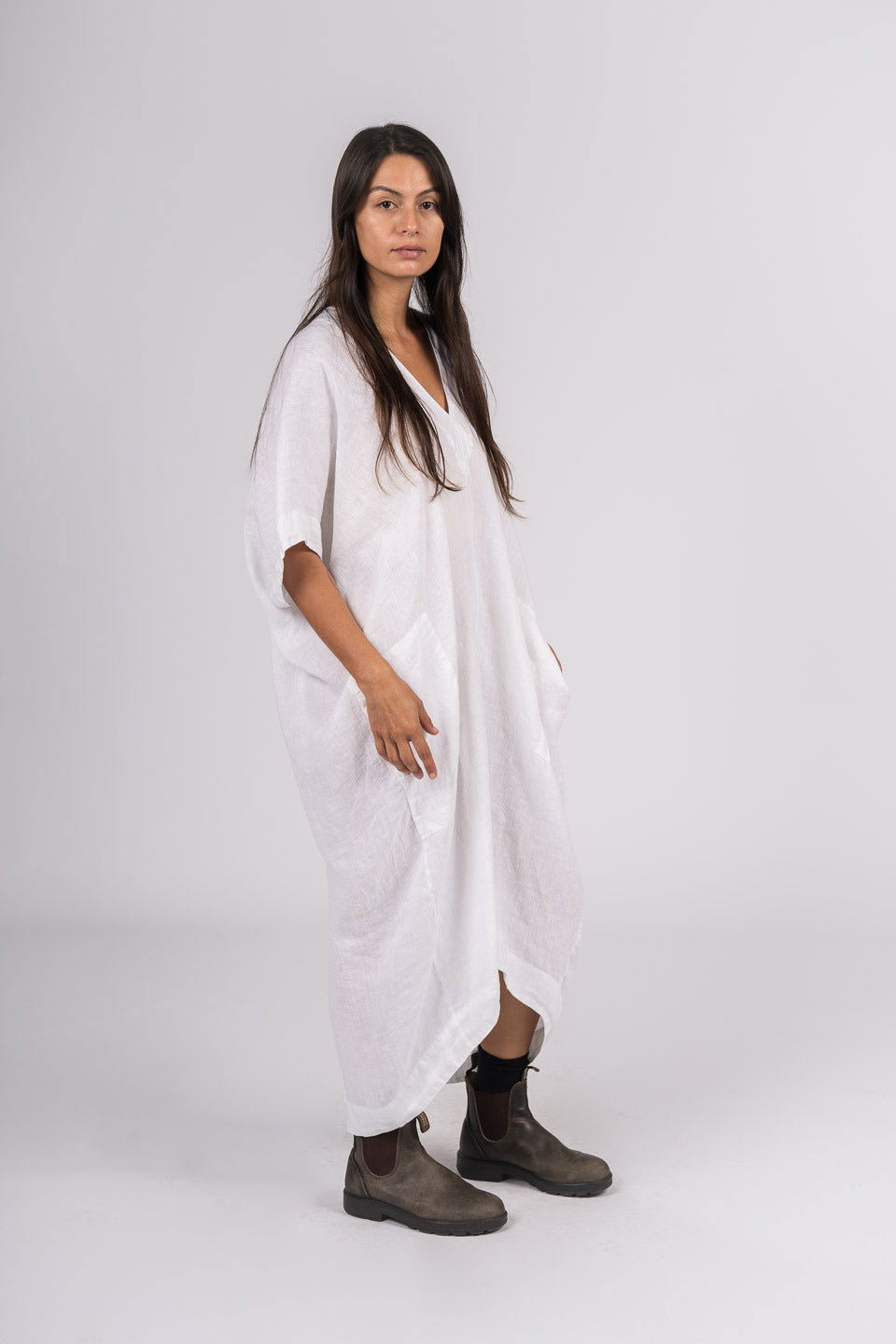 Montaigne Gabrielle V-Neck Dress White5