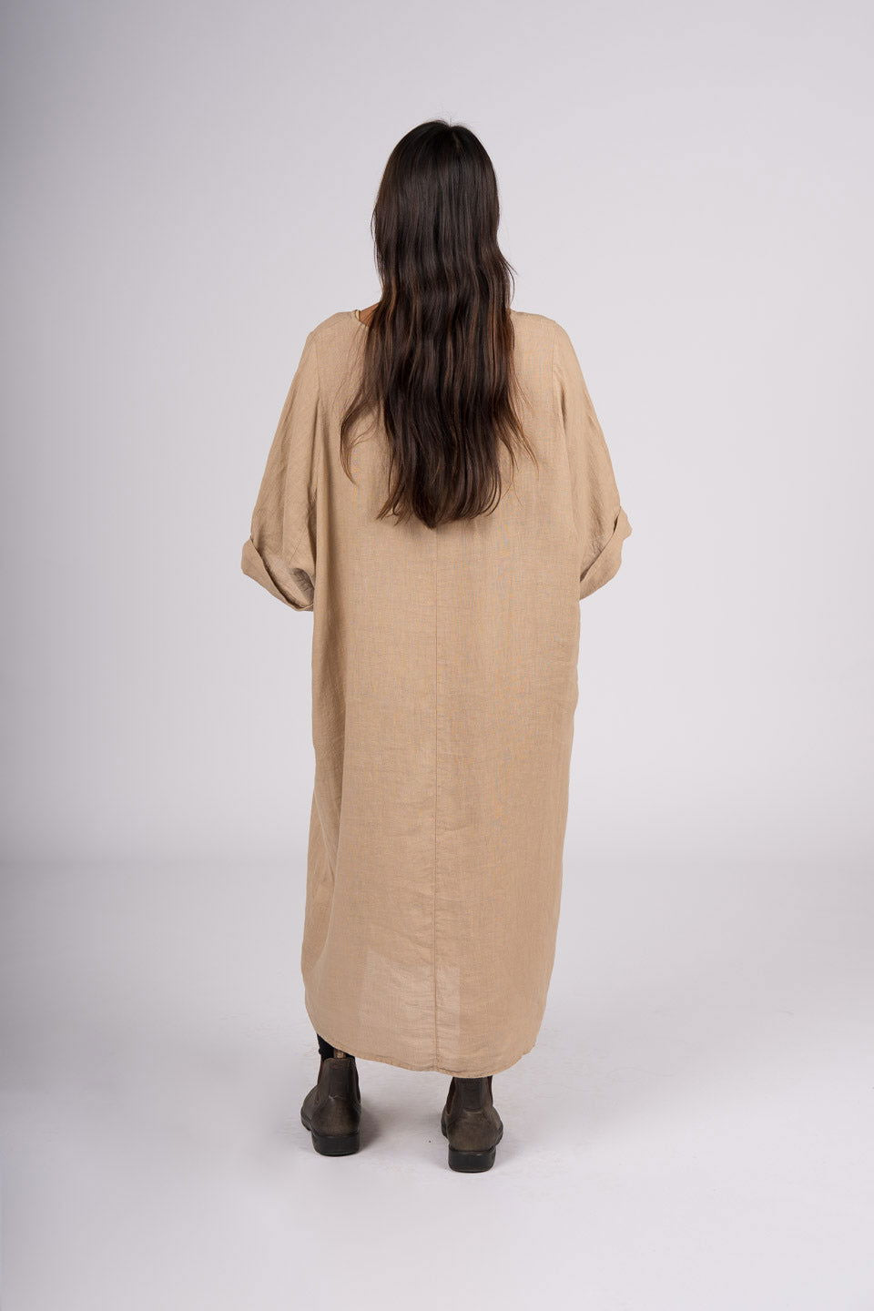 Montaigne Gaella Linen Shift Dress Ocre2