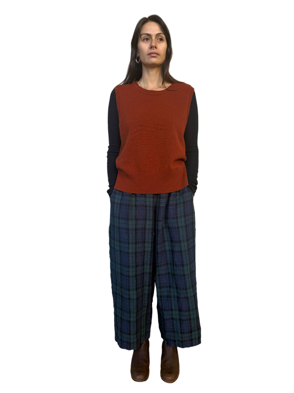 Montaigne Ines French Linen Tartan Pants