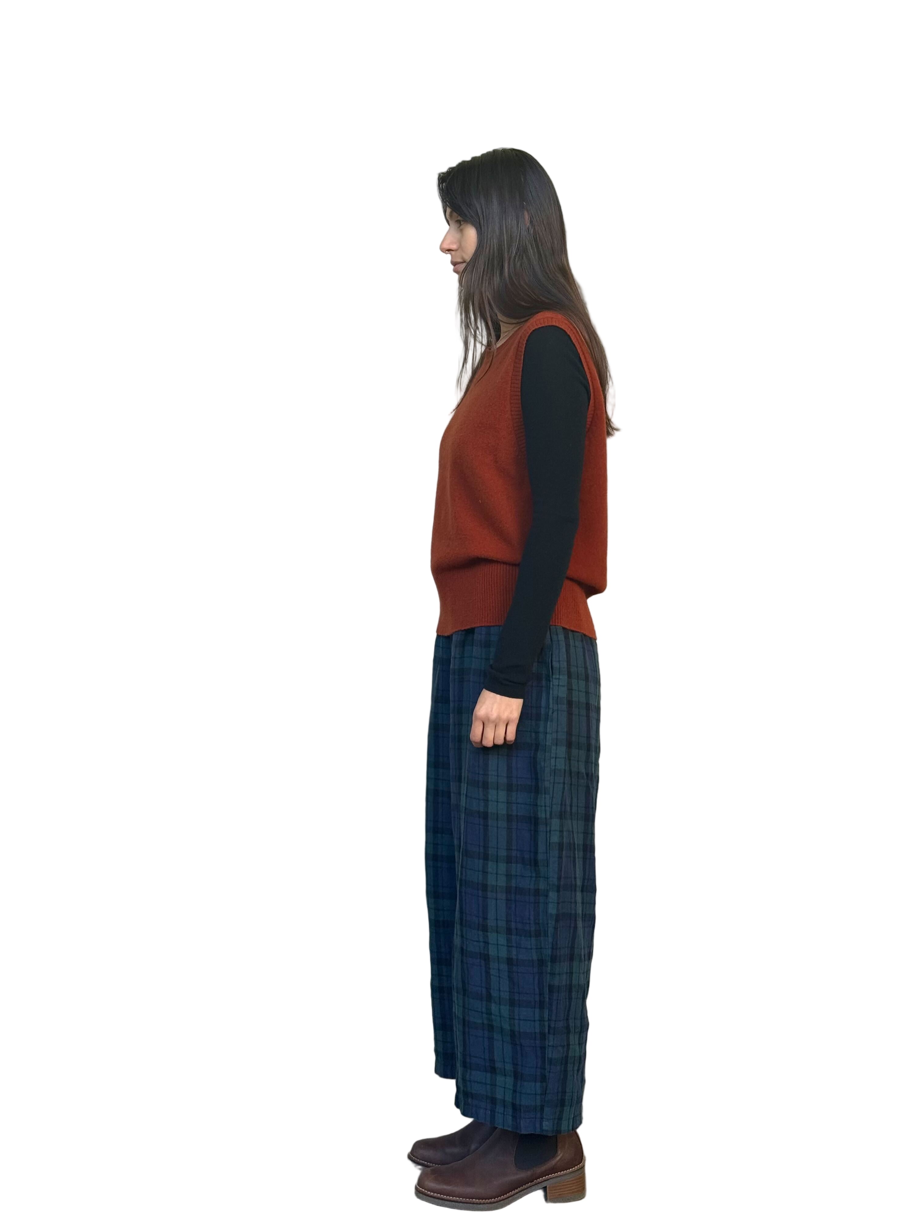 Montaigne Ines French Linen Tartan Pants1